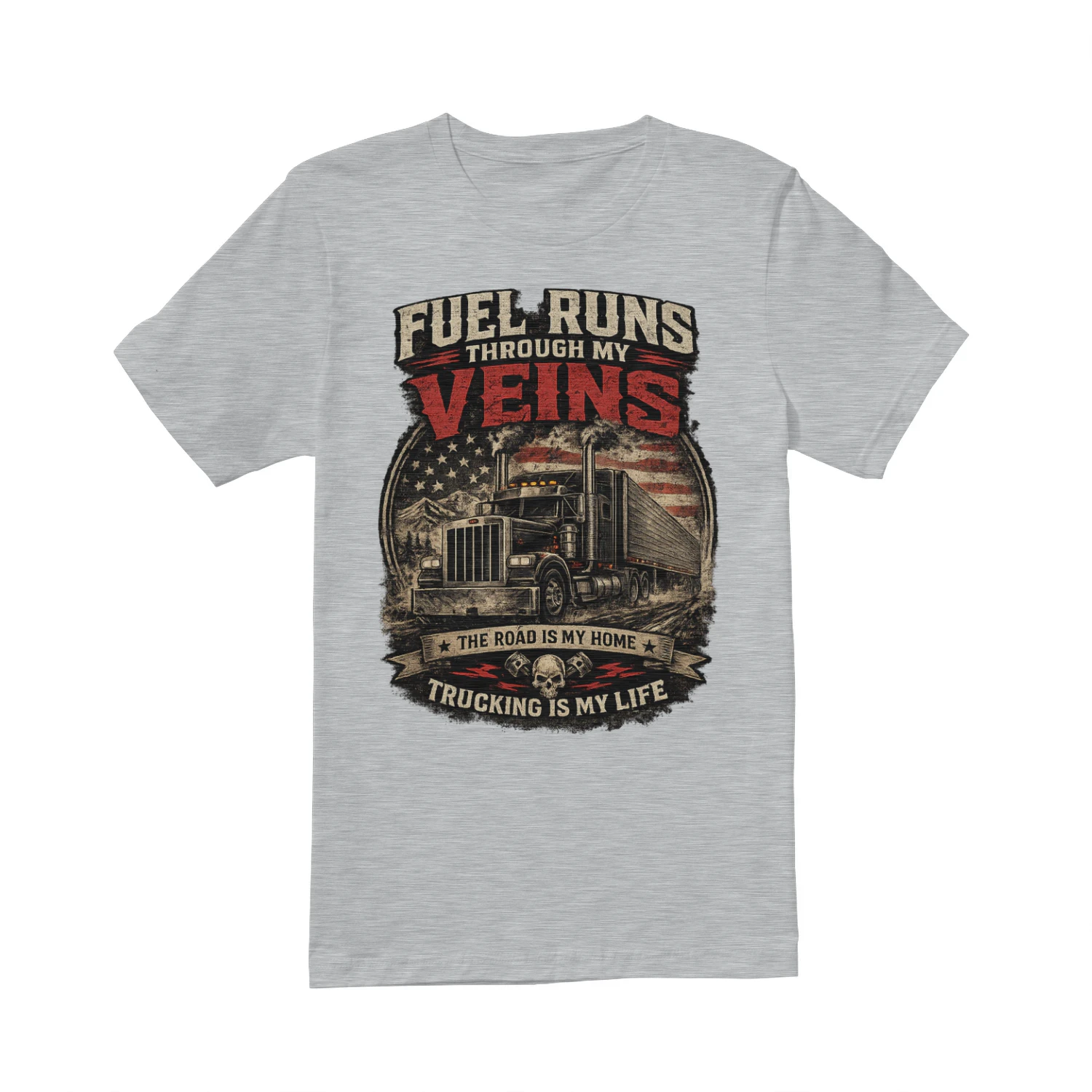 Fuel Runs Through My Veins T-Shirt | Vintage Diesel Truck Driver Tee | Big Rig Trucker Shirt