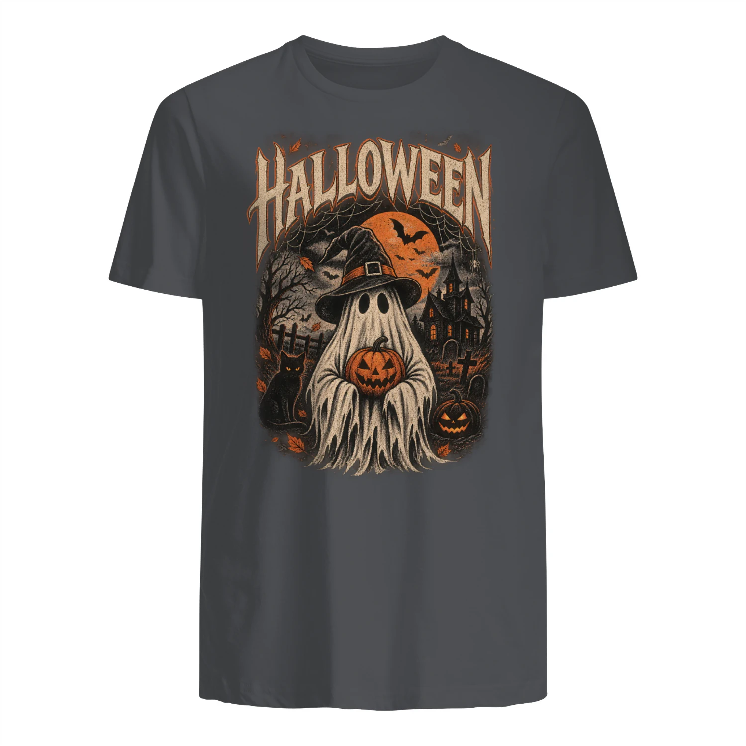 Halloween Ghost Retro T-Shirt | Vintage Ghost & Pumpkin | Spooky Halloween Tee