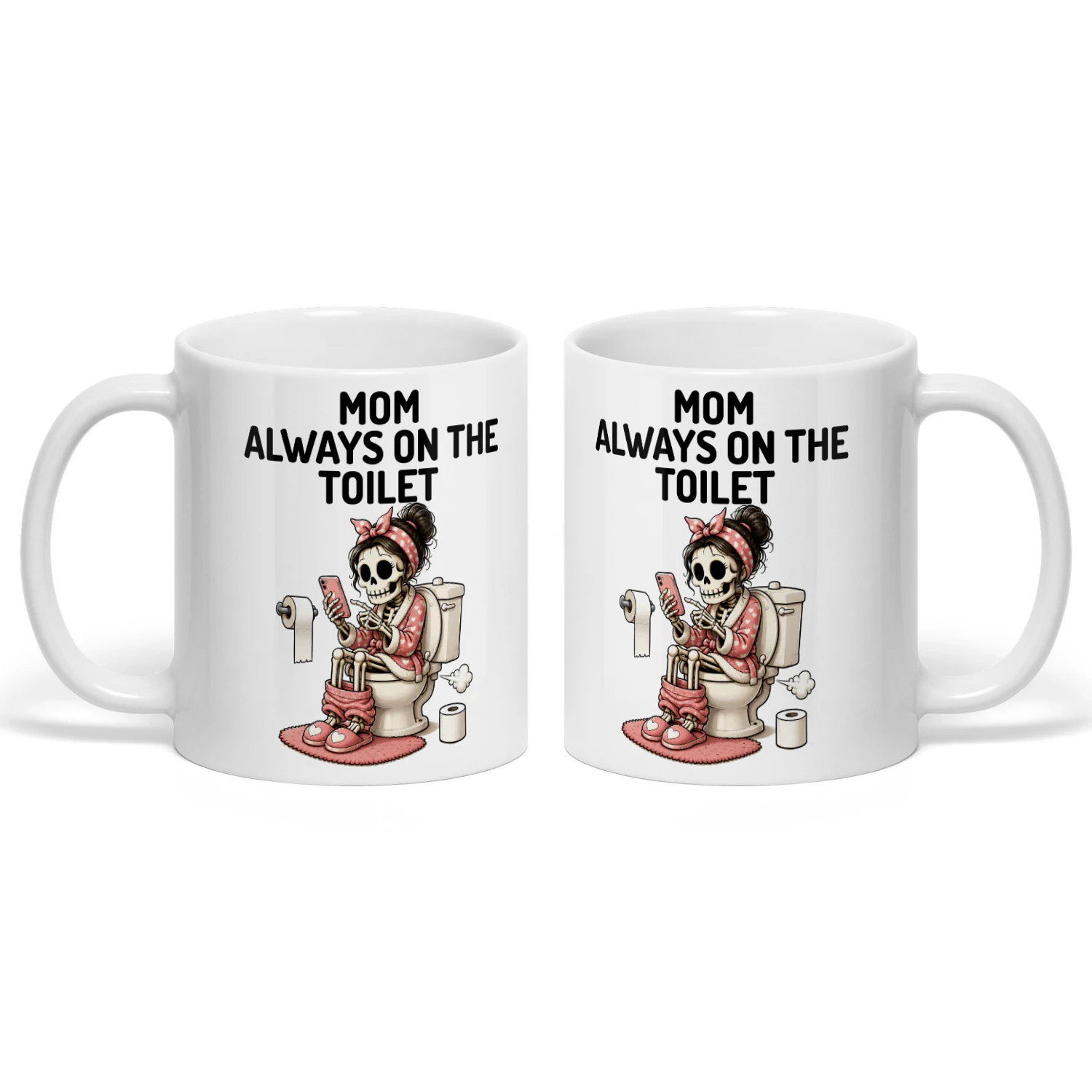 Funny Skeleton Mom Bathroom Humor Cute Design Addicted Mom Graphic 