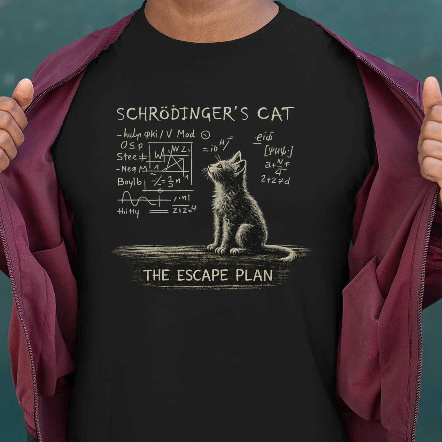 Schrödinger Cat Quantum Physics Vintage Graphic Tee