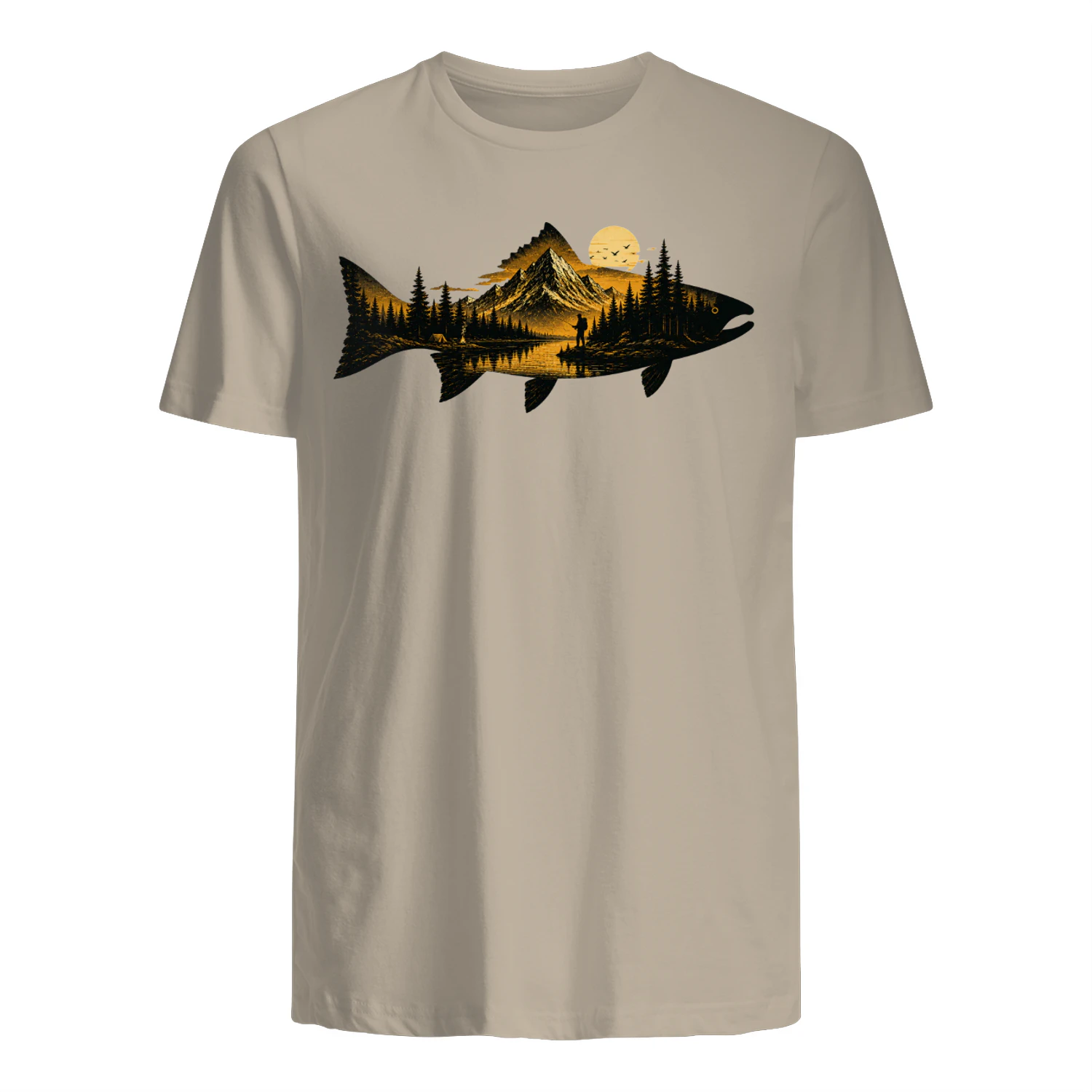 Mountain River Fishing Adventure Vintage Graphic Tee