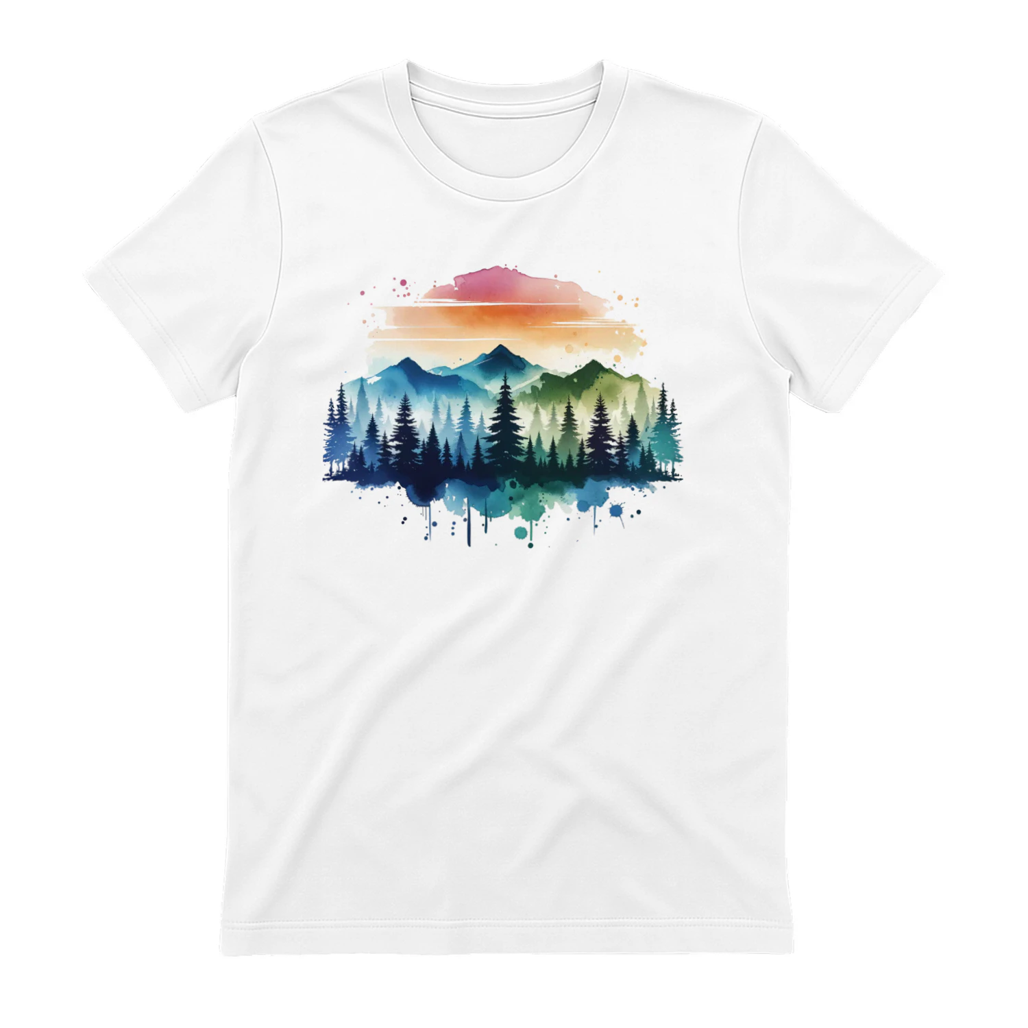 Watercolor Mountain Forest Shirt, Nature Landscape Adventure T-Shir