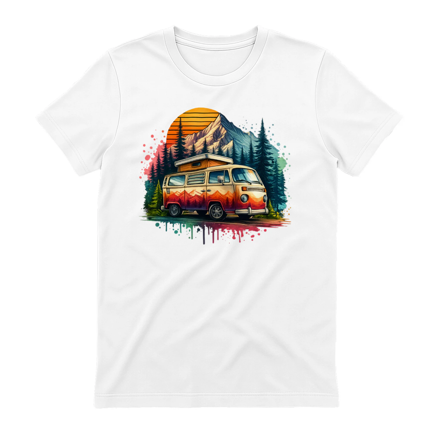 Vintage Camper Adventure Shirt Mountain Forest Road Trip T-Shirt