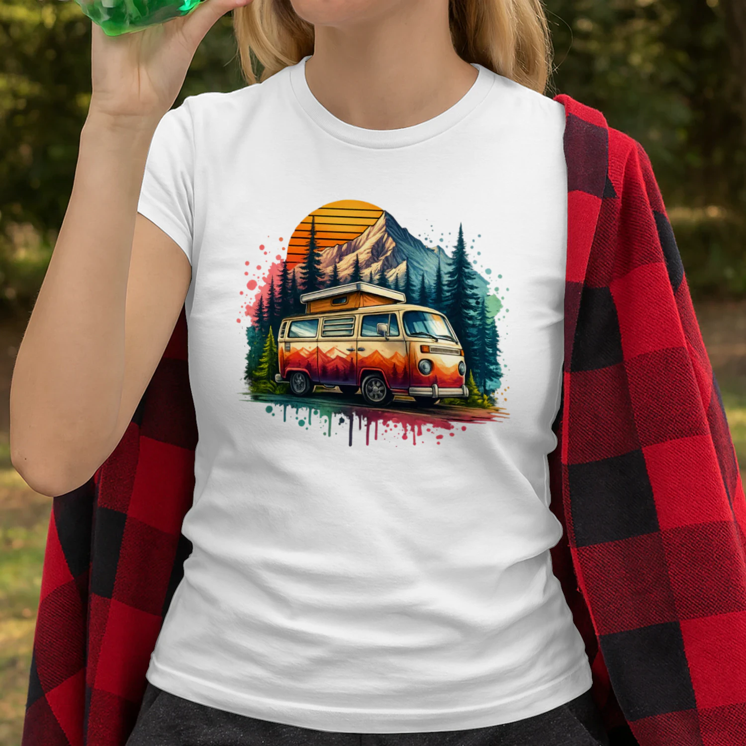 Vintage Camper Adventure Shirt Mountain Forest Road Trip T-Shirt