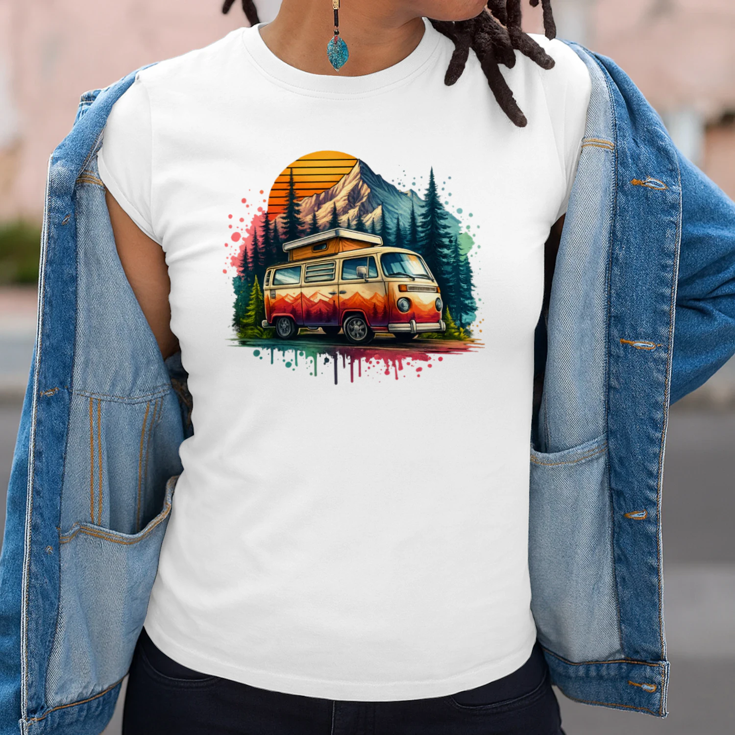 Vintage Camper Adventure Shirt Mountain Forest Road Trip T-Shirt