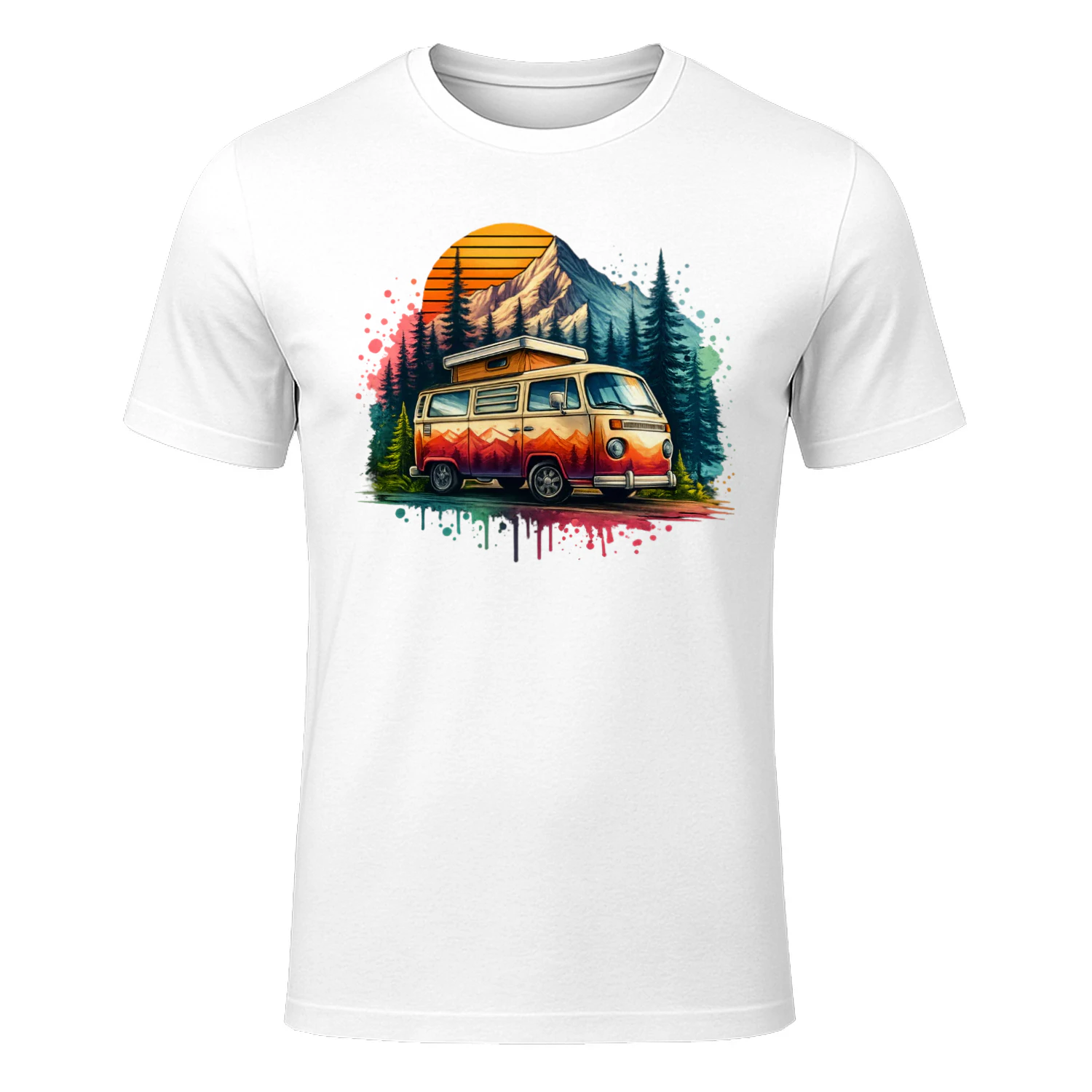 Vintage Camper Adventure Shirt Mountain Forest Road Trip T-Shirt