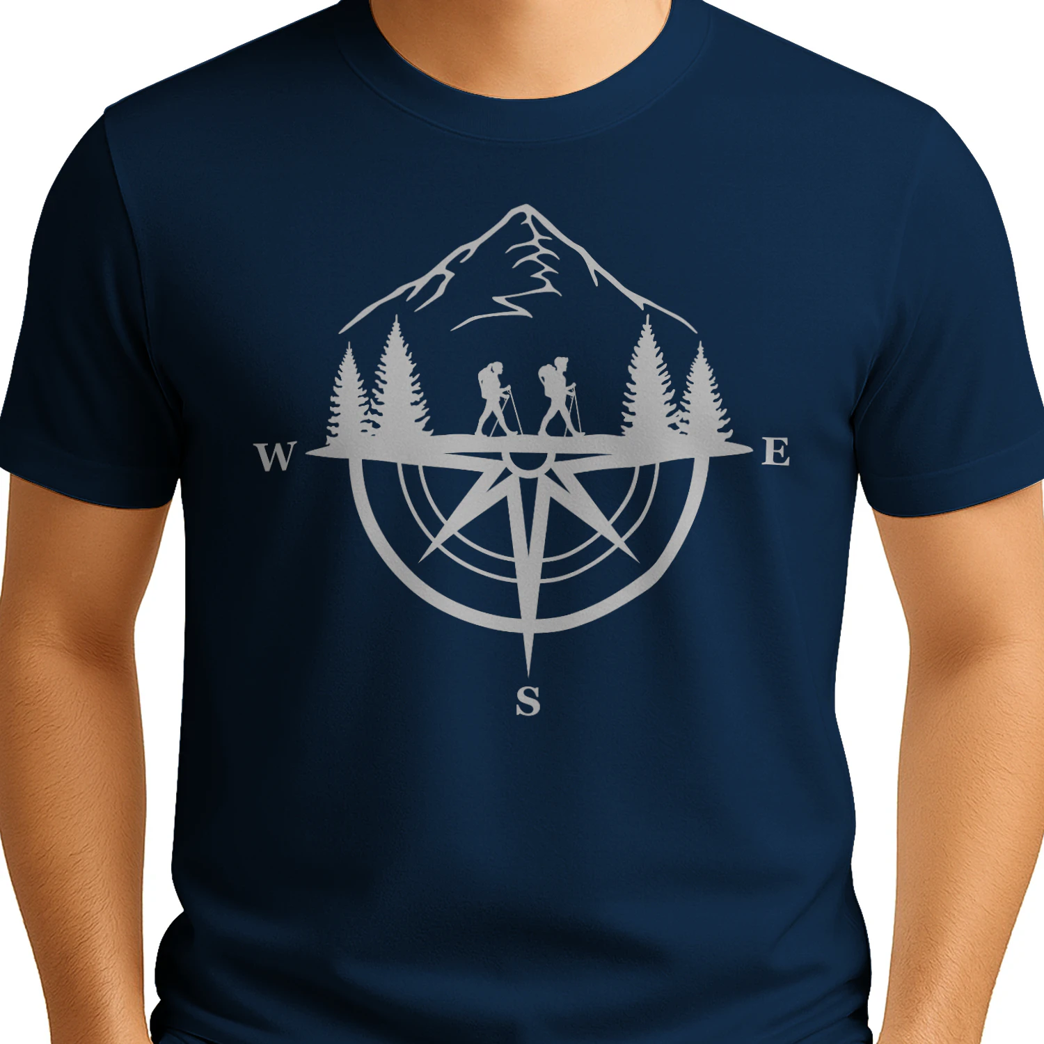 Find Your Path – Mountain Hiking Compass Adventure Graphic Tee
