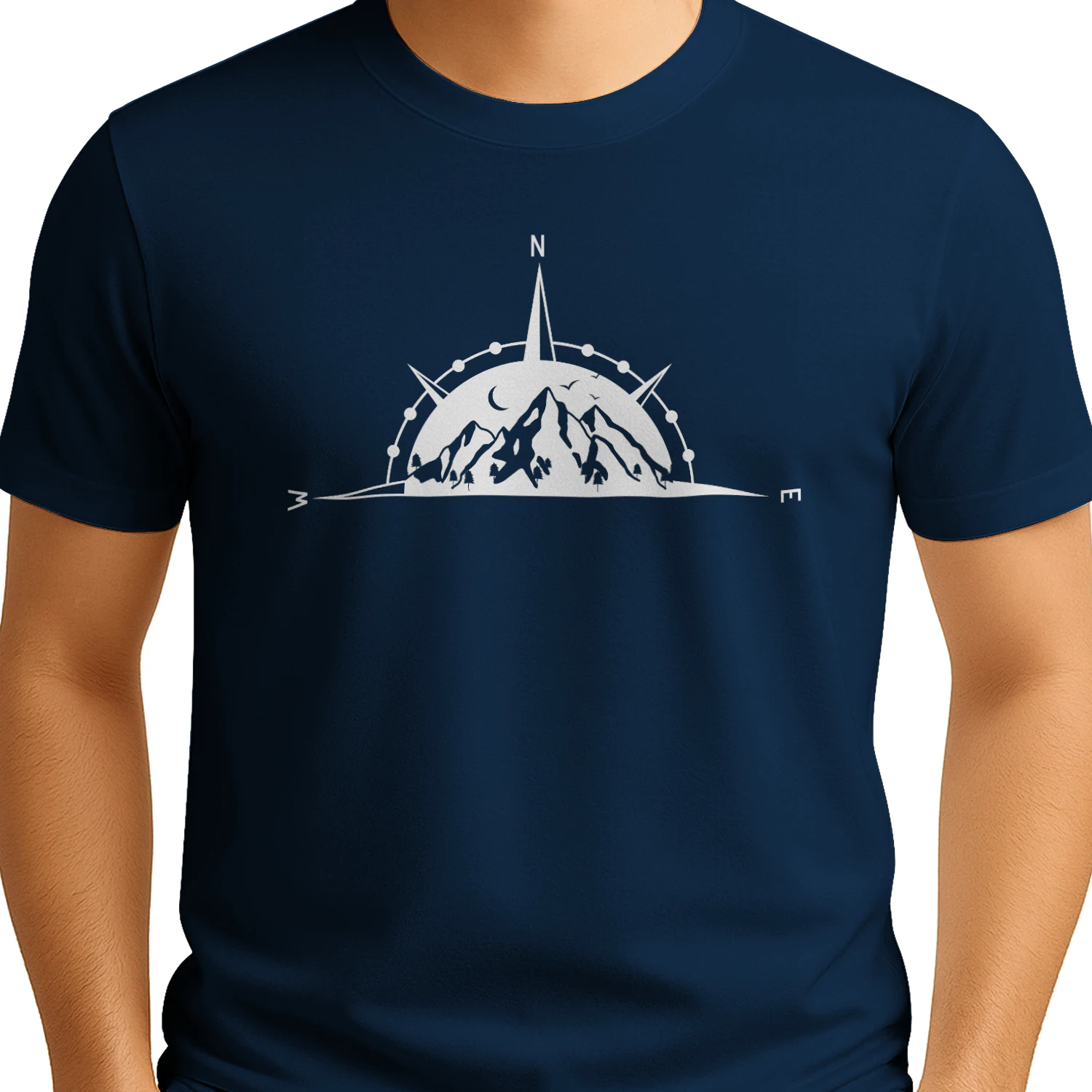 Mountain Compass Adventure Minimalist Outdoor Explorer Graphic Design
