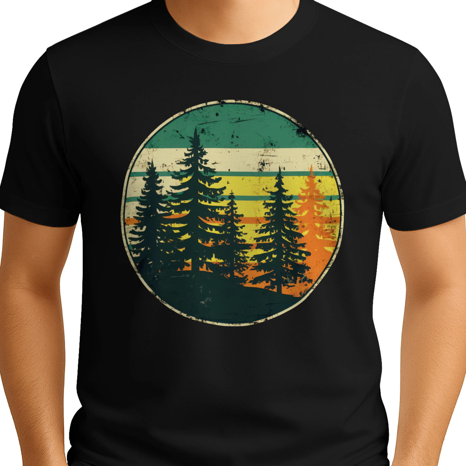 Retro Forest Sunset T-Shirt, Nature Lover Gift