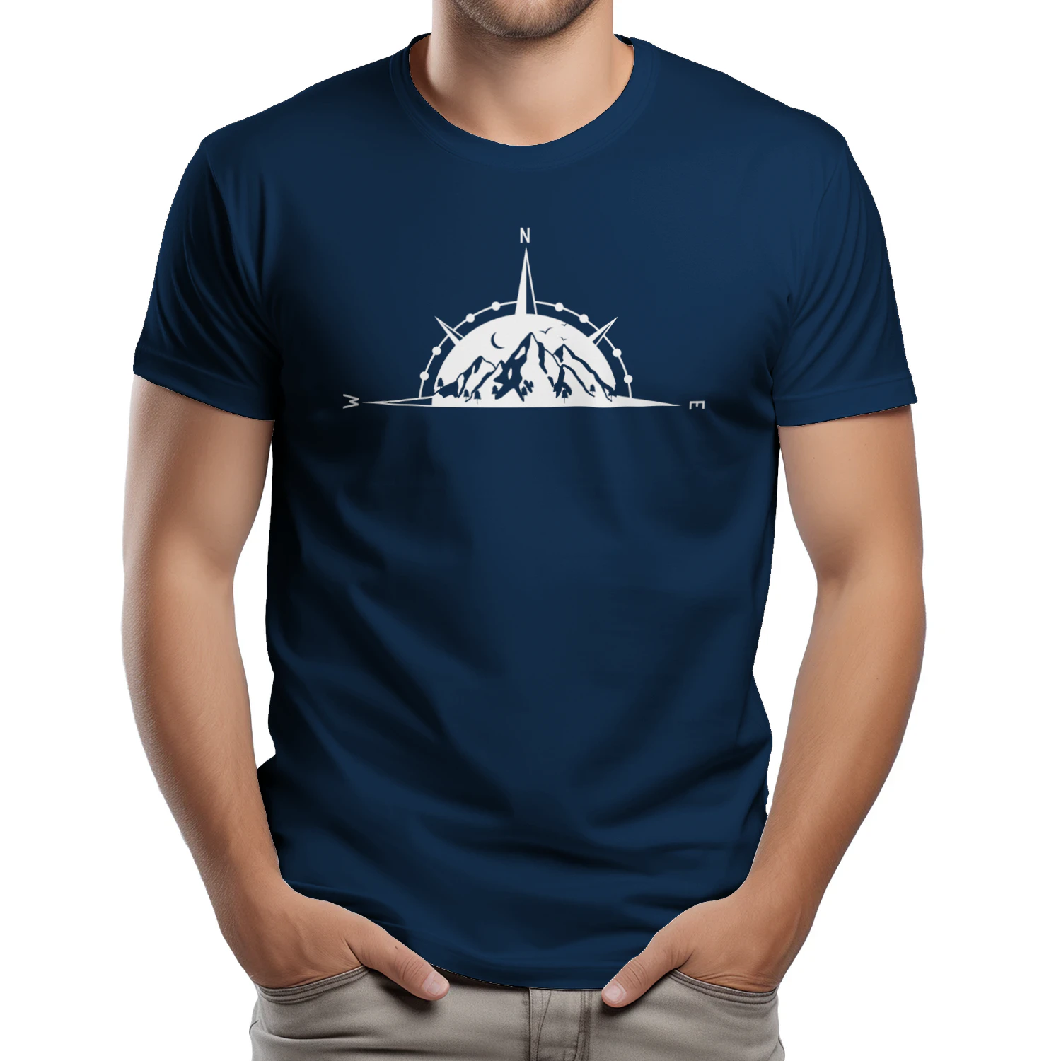 Mountain Compass Adventure Minimalist Outdoor Explorer Graphic Design