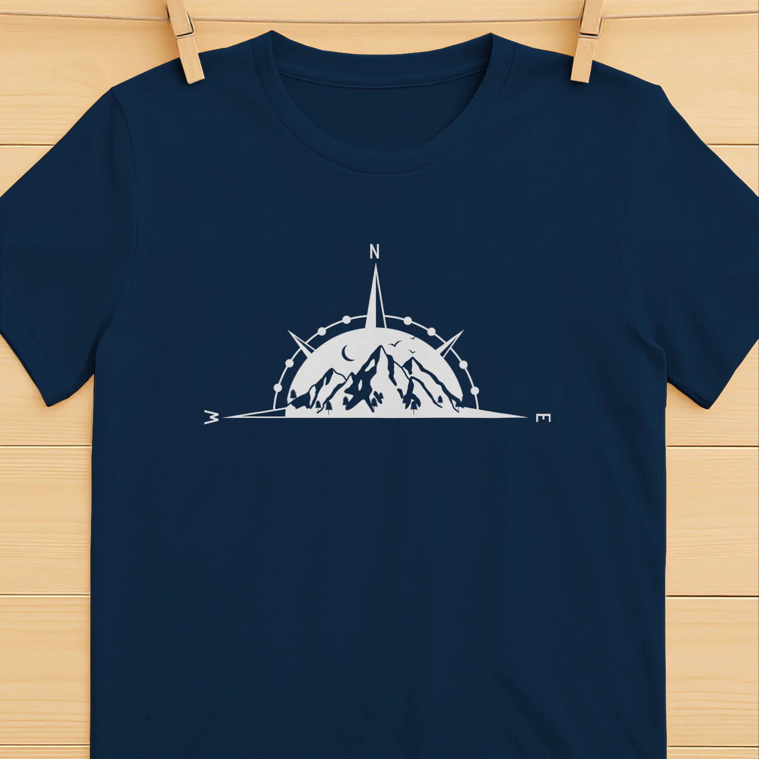 Mountain Compass Adventure Minimalist Outdoor Explorer Graphic Design