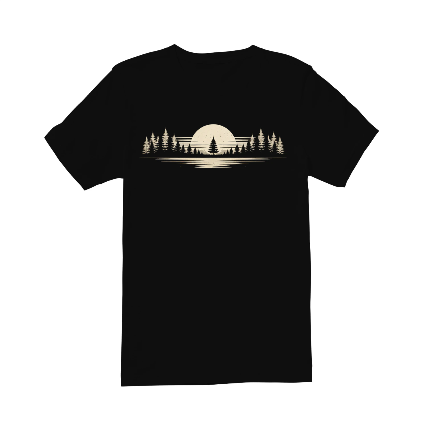 Retro Forest Reflection – Minimalist Wilderness Sunset Graphic Tee