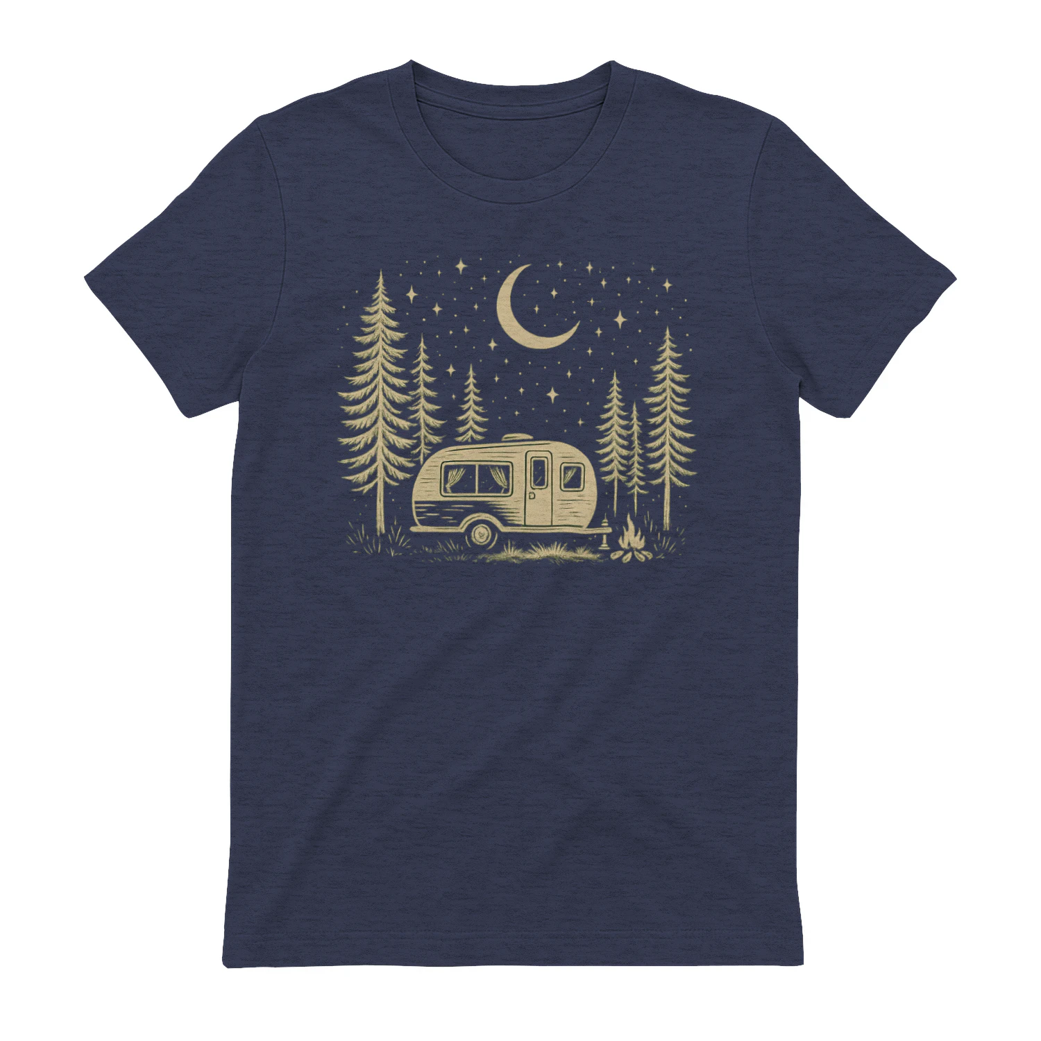 Camping Life - Retro Camper Under Stars Design - Nature Adventure - Outdoor Wilderness , Van Life, Adventure 