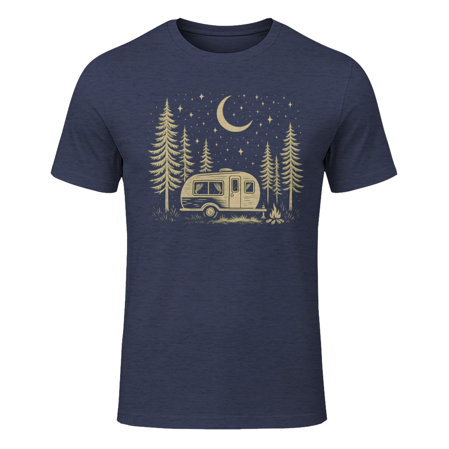 Camping Life - Retro Camper Under Stars Design - Nature Adventure - Outdoor Wilderness , Van Life, Adventure 