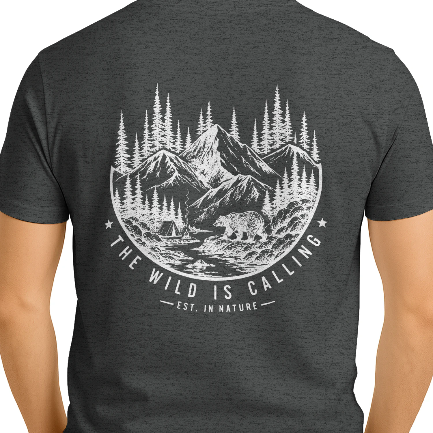 The Wild Is Calling – Vintage Wilderness Camping & Deer Graphic Design