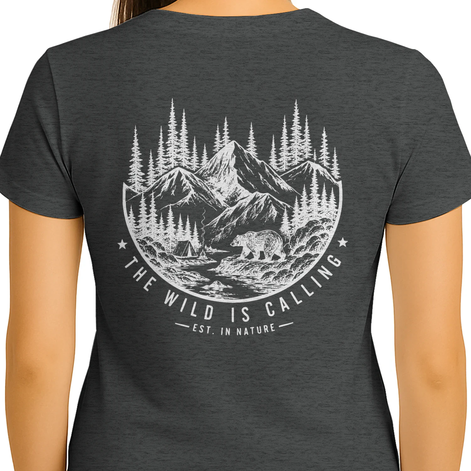 The Wild Is Calling – Vintage Wilderness Camping & Deer Graphic Design