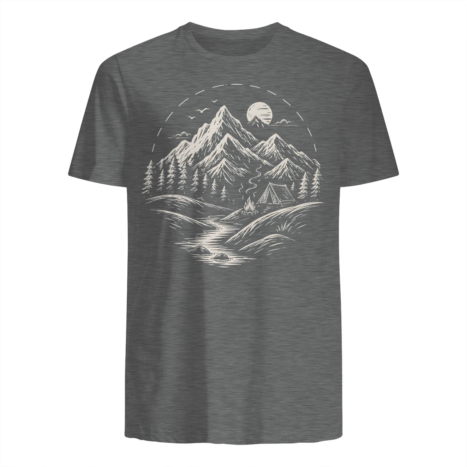 Wilderness Escape – Vintage Mountain Camping Line Art Graphic Design