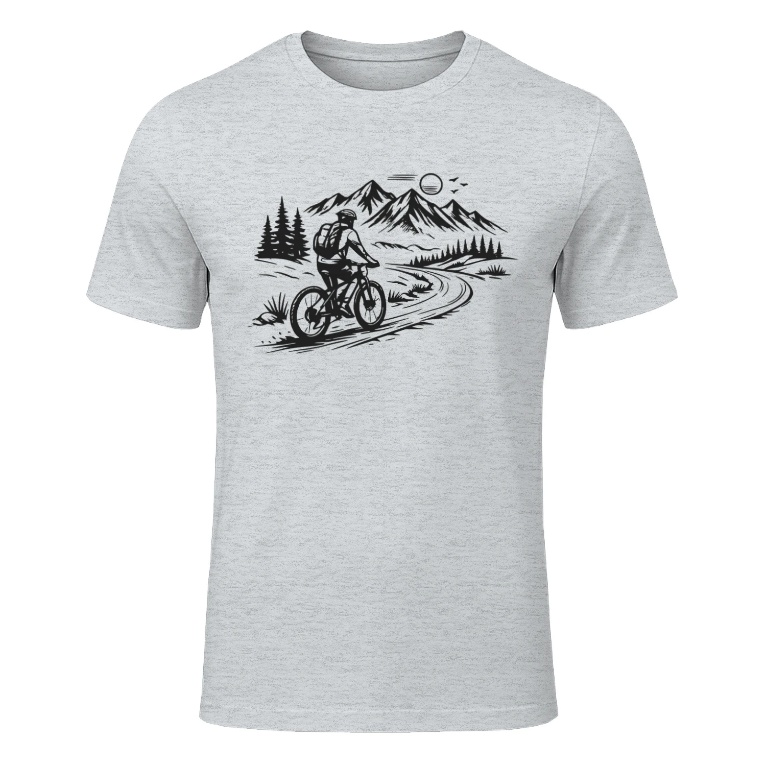 Ride Into Nature – Minimalist Mountain Cycling Line Art Graphic Design