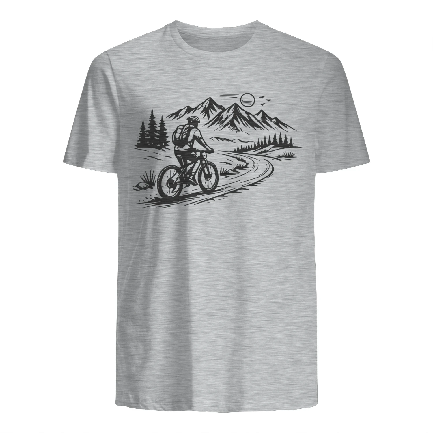 Ride Into Nature – Minimalist Mountain Cycling Line Art Graphic Design