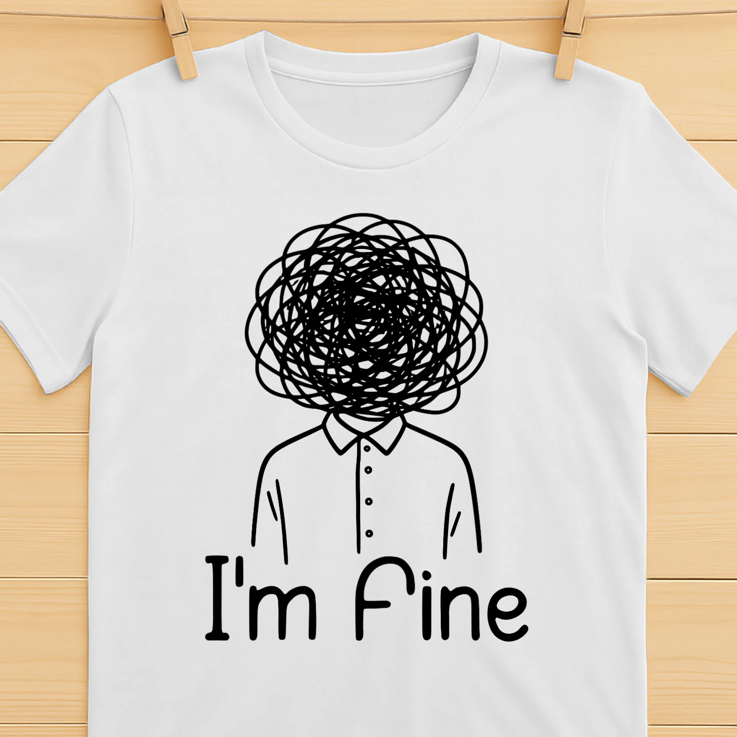 I'm Fine Overthinking Shirt – Minimalist Mental Health Humor Graphic Tee