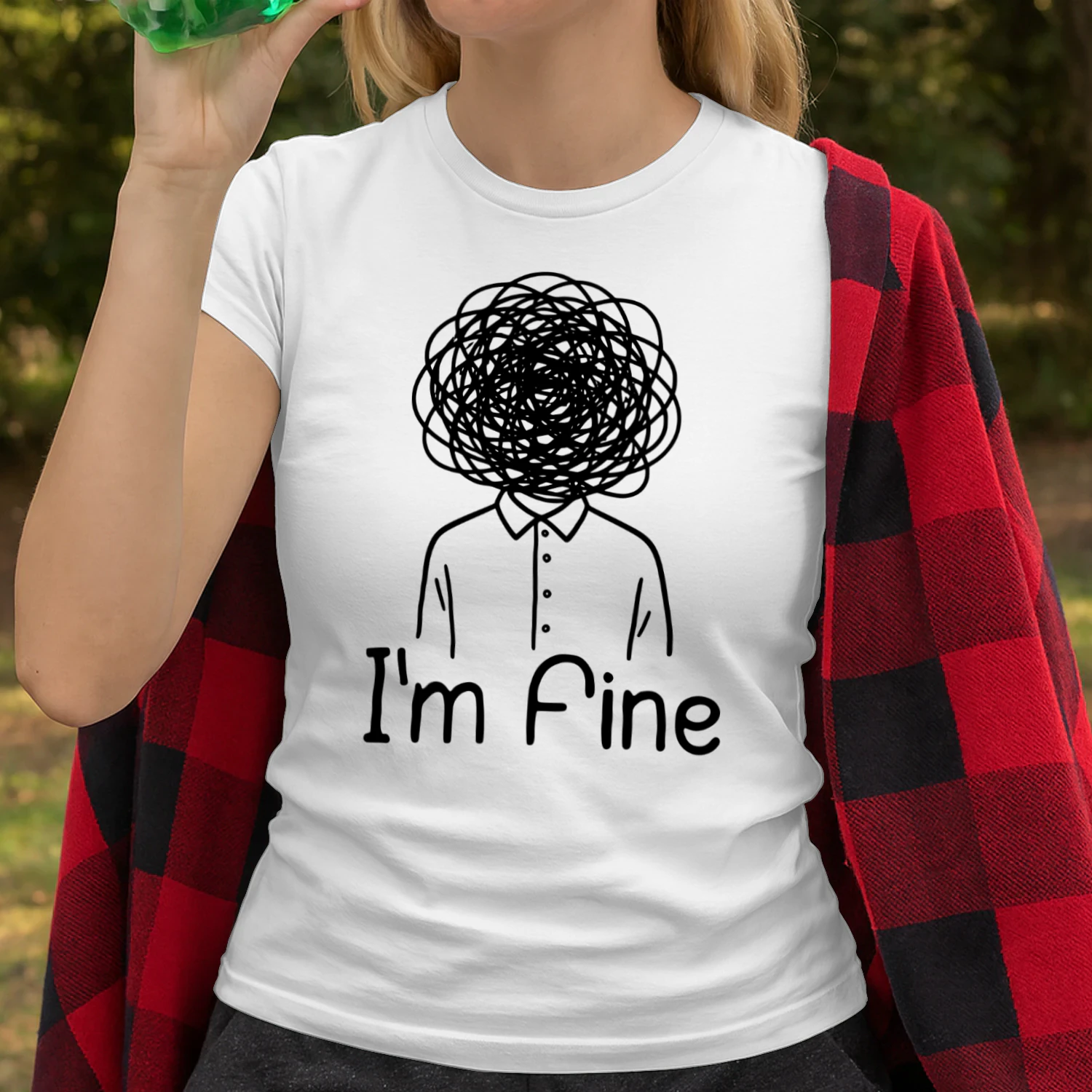 I'm Fine Overthinking Shirt – Minimalist Mental Health Humor Graphic Tee