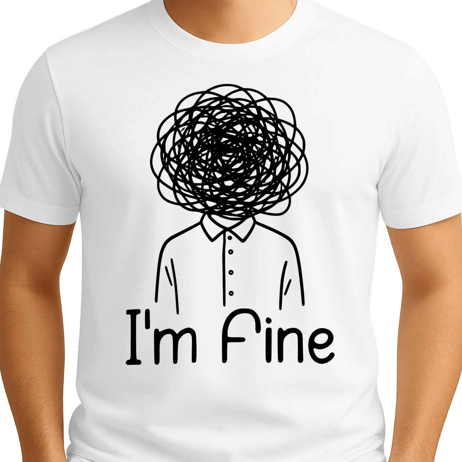 I'm Fine Overthinking Shirt – Minimalist Mental Health Humor Graphic Tee