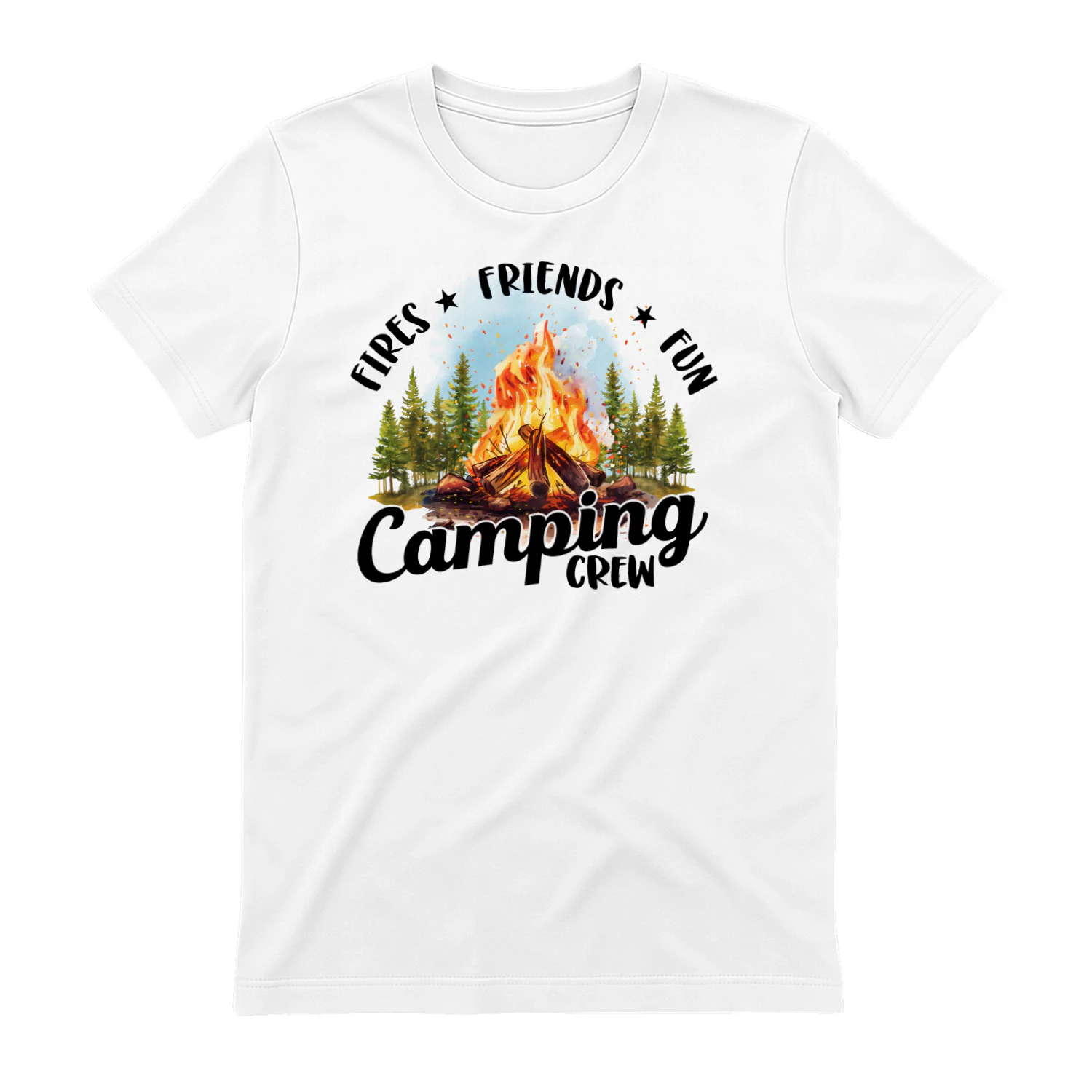 Camping Crew Campfire Shirt | Friends Fires Fun Outdoor Camping T-Shirt for Campers and Nature Lovers