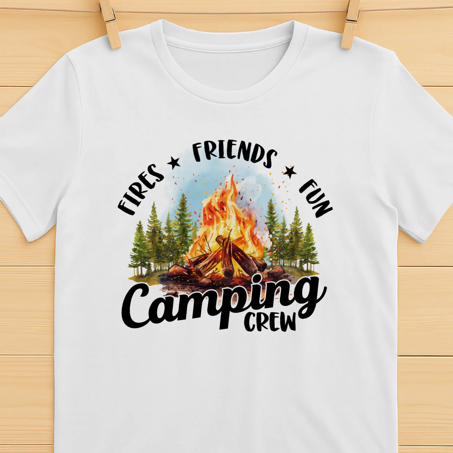 Camping Crew Campfire Shirt | Friends Fires Fun Outdoor Camping T-Shirt for Campers and Nature Lovers
