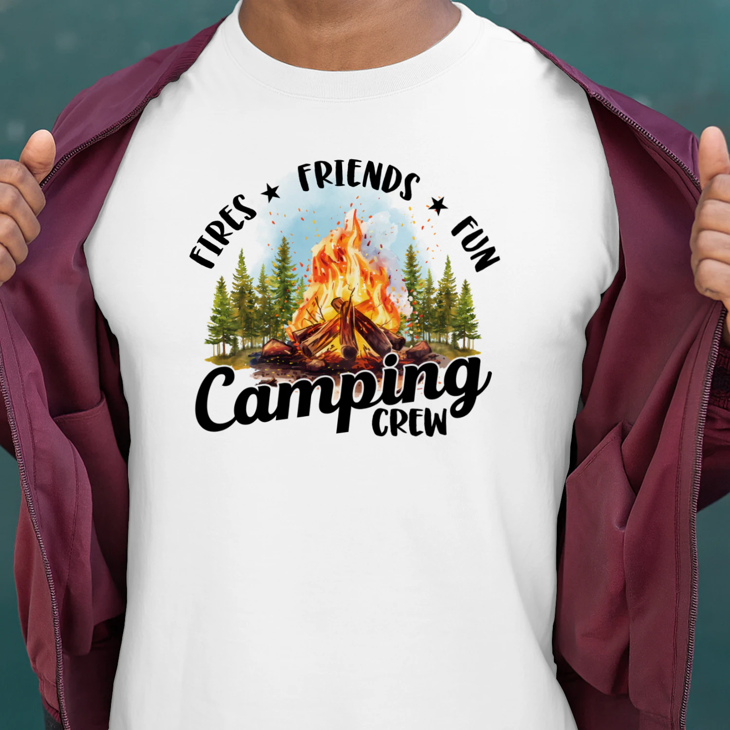 Camping Crew Campfire Shirt | Friends Fires Fun Outdoor Camping T-Shirt for Campers and Nature Lovers