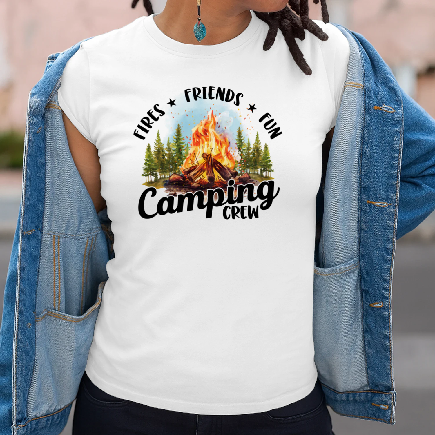 Camping Crew Campfire Shirt | Friends Fires Fun Outdoor Camping T-Shirt for Campers and Nature Lovers