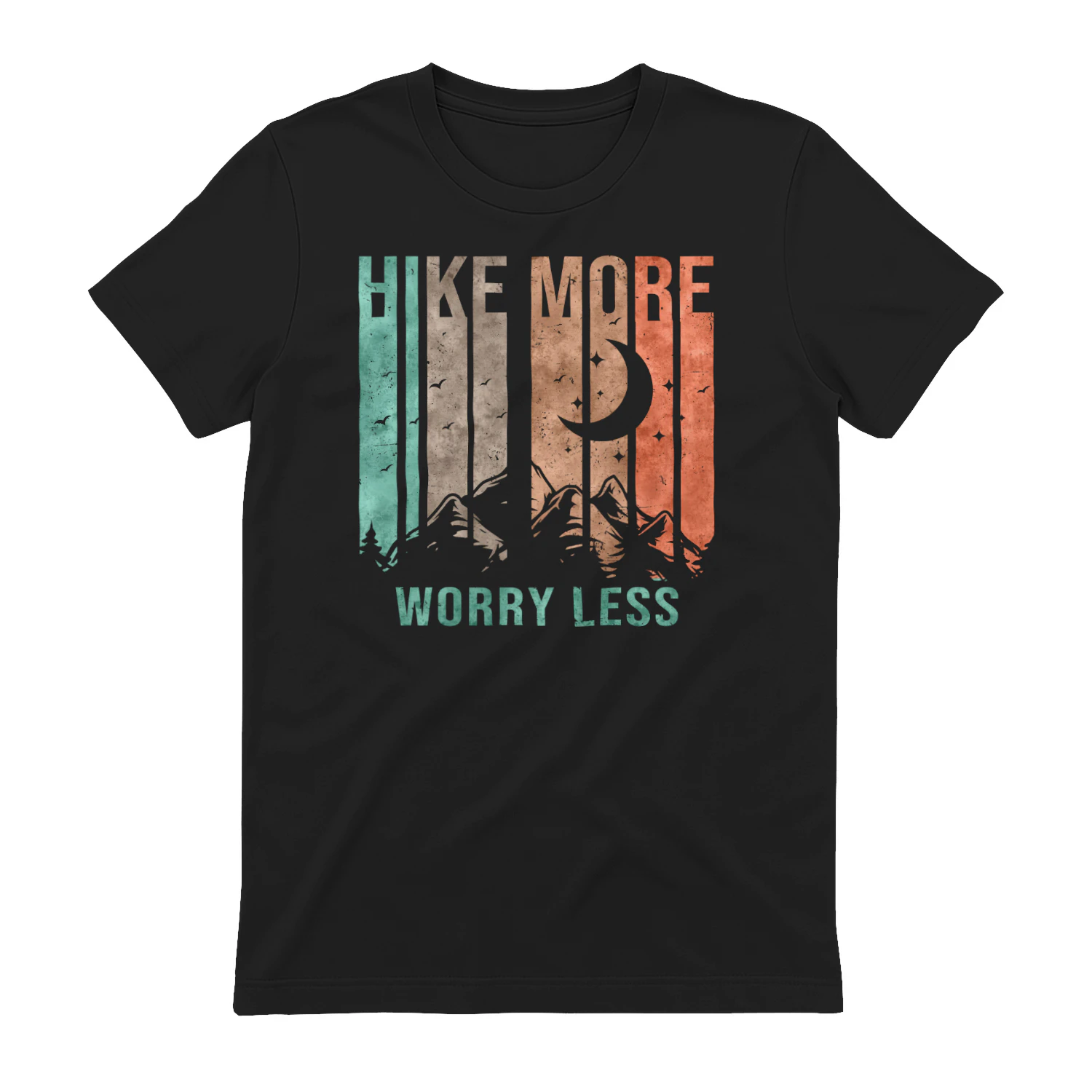 Hike More Worry Less Shirt | Mountain Hiking T-Shirt for Outdoor Adventure and Nature Lovers