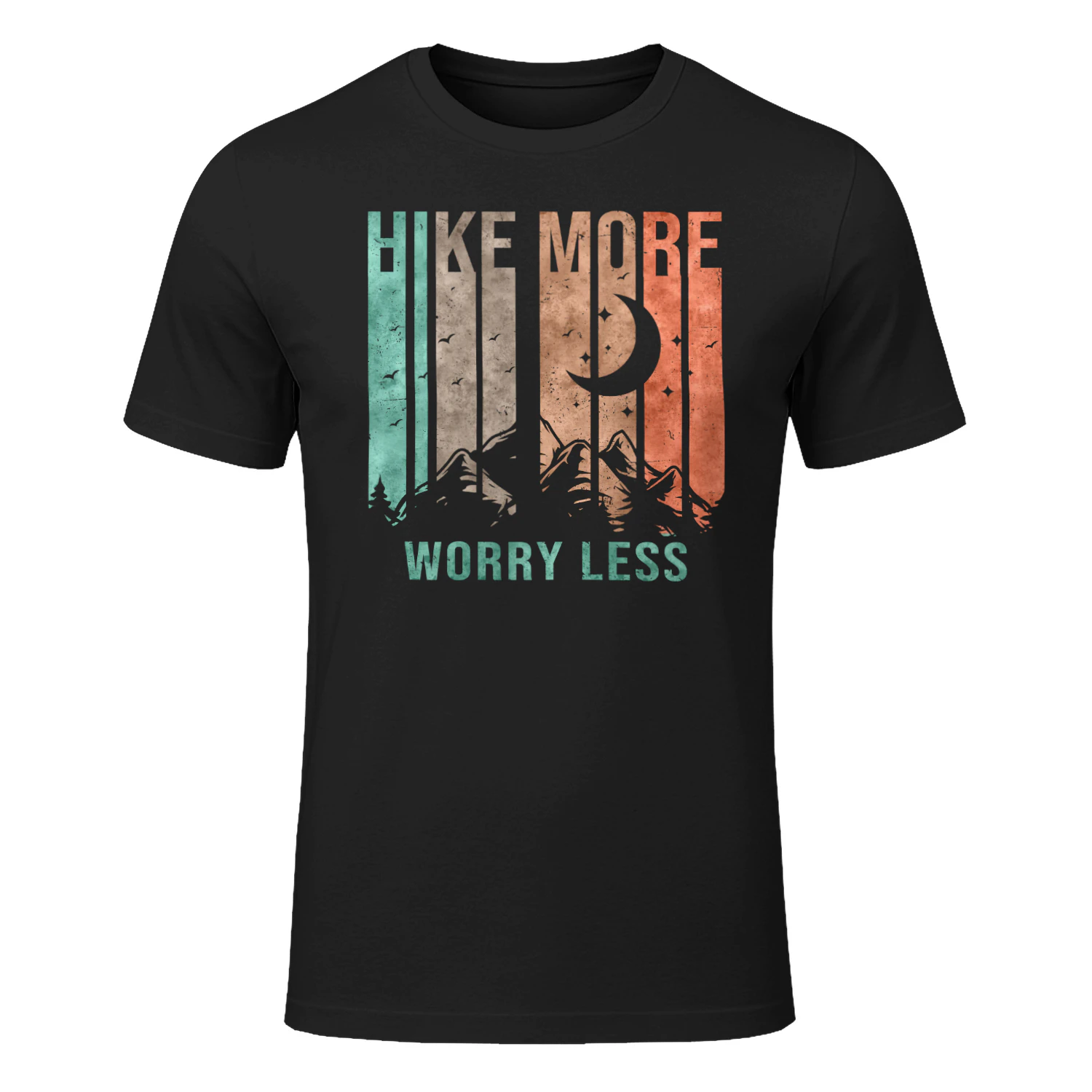 Hike More Worry Less Shirt | Mountain Hiking T-Shirt for Outdoor Adventure and Nature Lovers