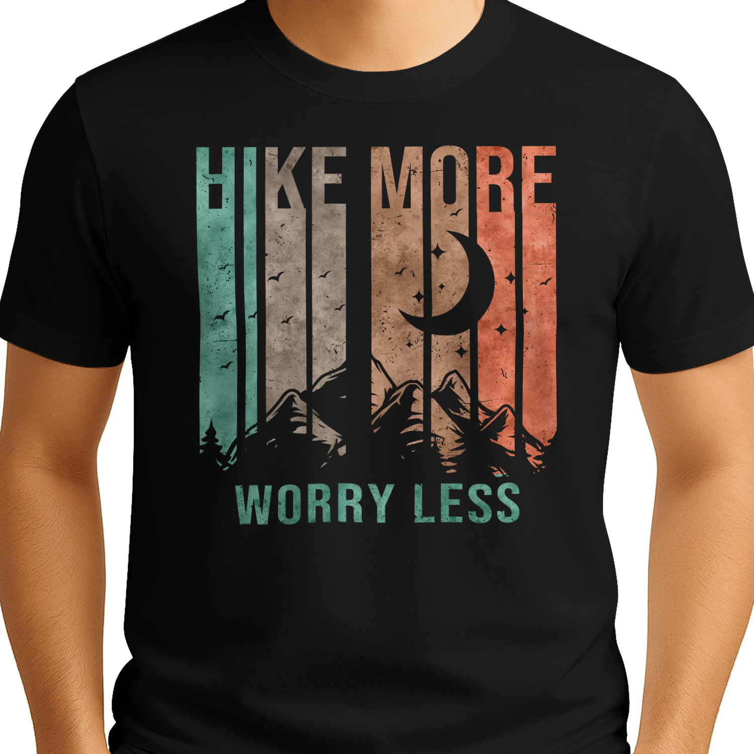 Hike More Worry Less Shirt | Mountain Hiking T-Shirt for Outdoor Adventure and Nature Lovers