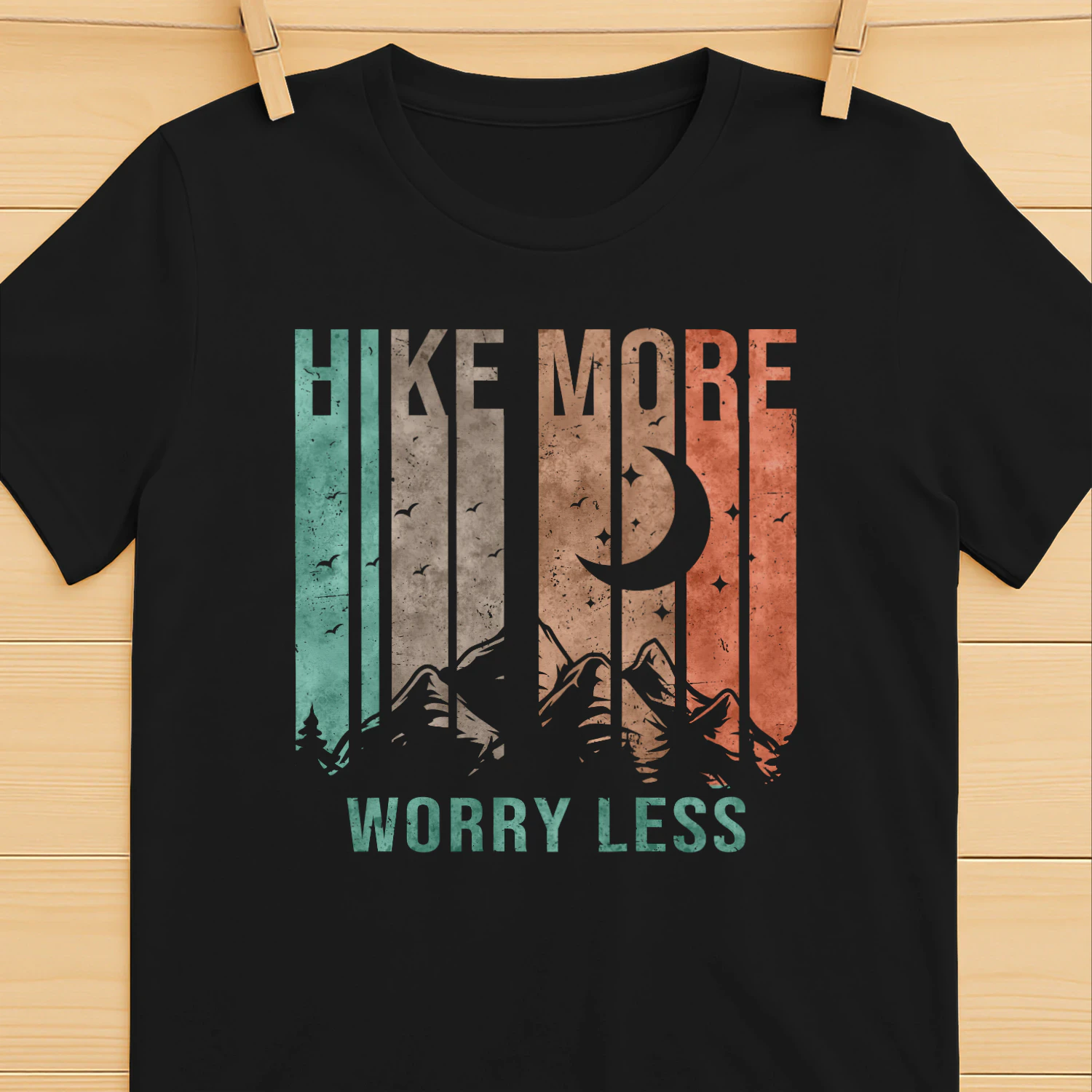 Hike More Worry Less Shirt | Mountain Hiking T-Shirt for Outdoor Adventure and Nature Lovers