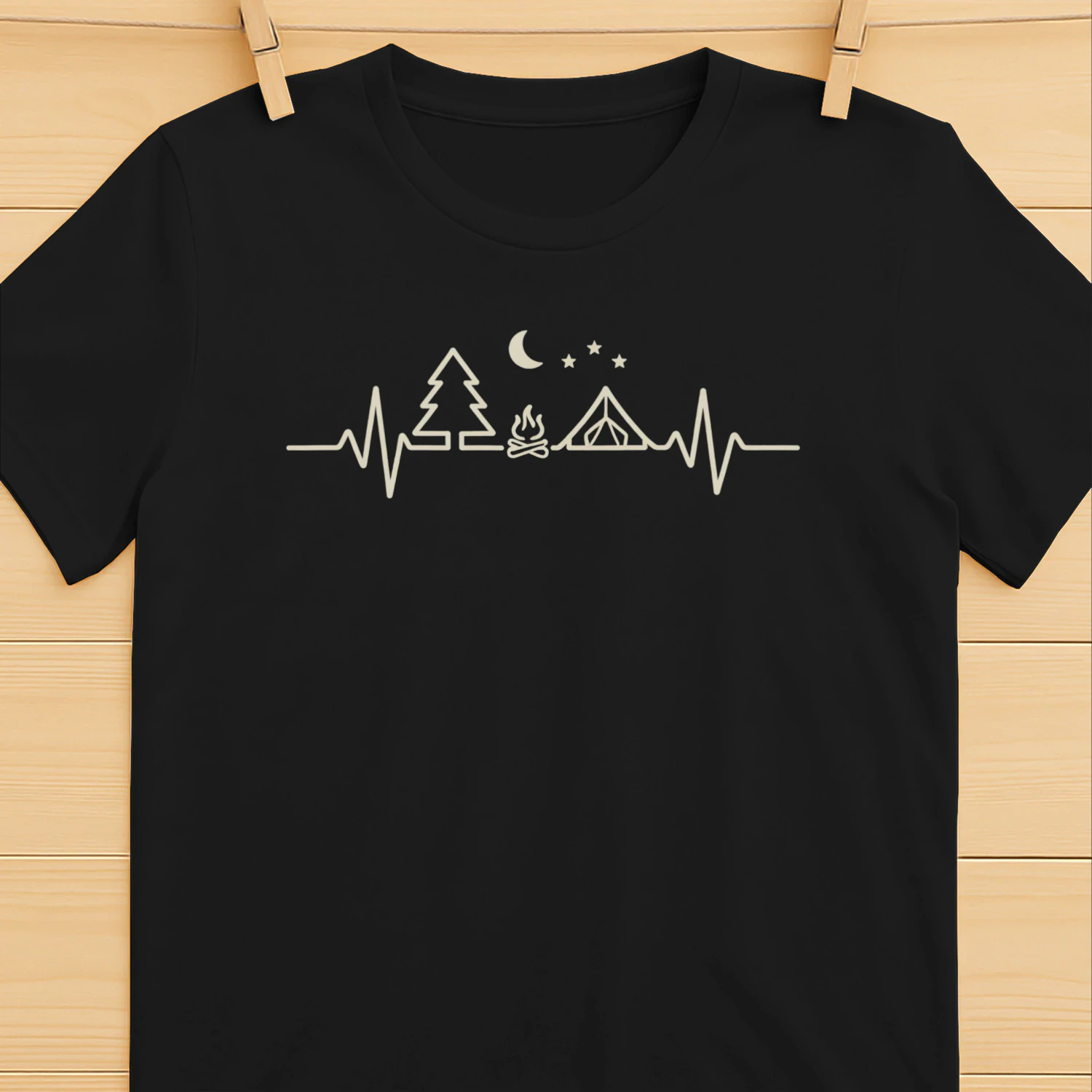 Camping Heartbeat Shirt | Outdoor Life EKG Camping T-Shirt for Nature Lovers