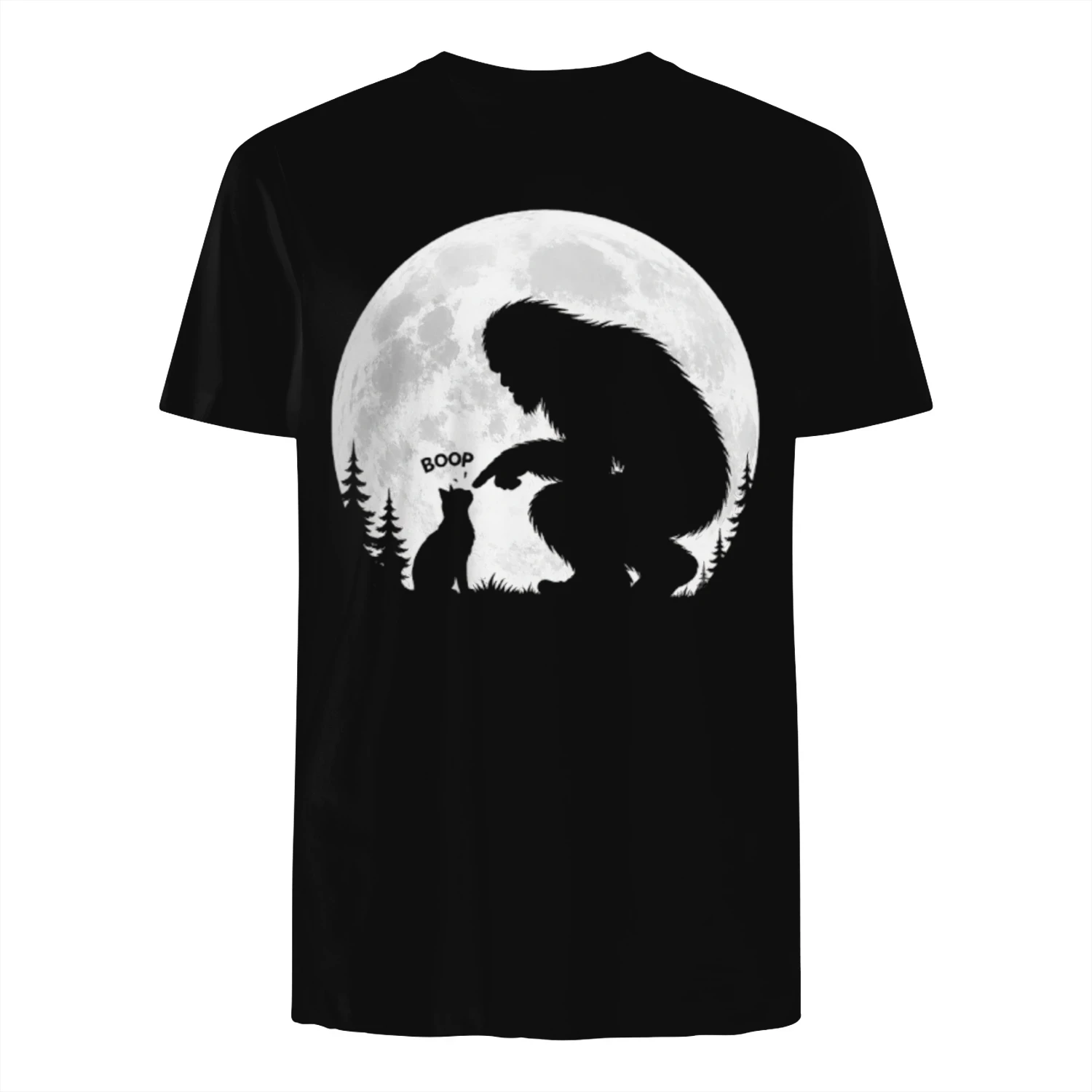 Fun Hand Boop Nose Bigfoot Sasquatch Cat Full Moon T-Shirt