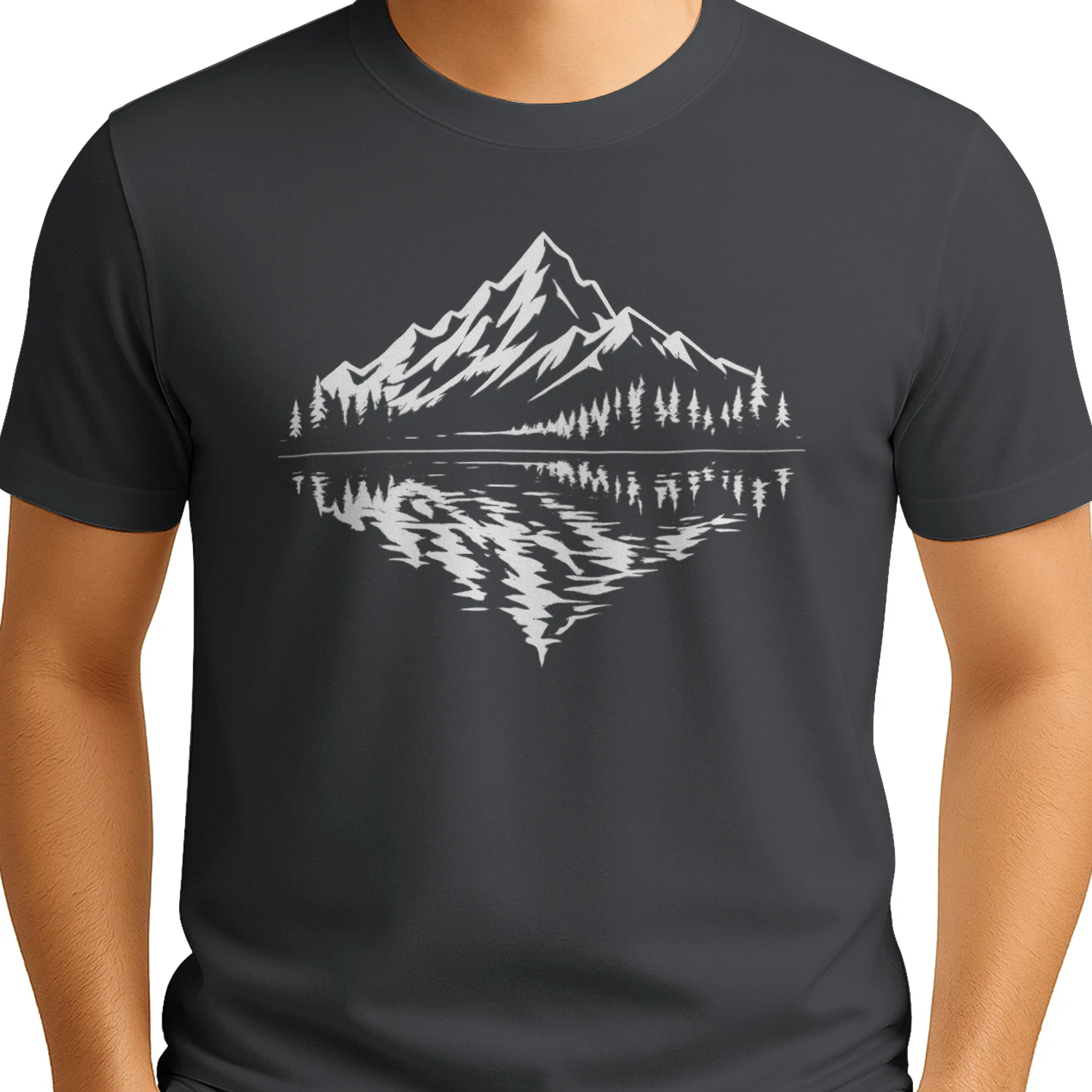 Mountain Reflection Minimalist Outdoor T-Shirt | Nature Hiking Camping Graphic Tee