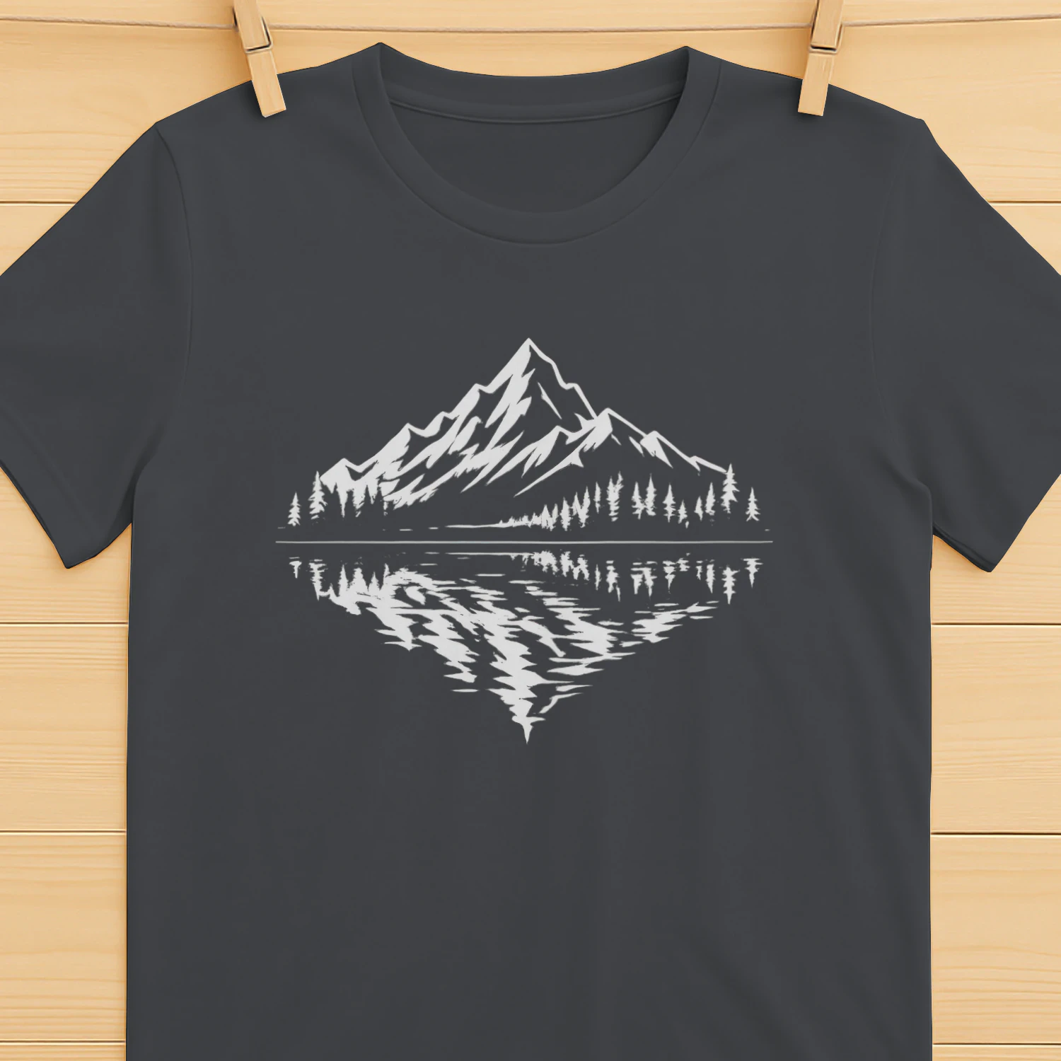 Mountain Reflection Minimalist Outdoor T-Shirt | Nature Hiking Camping Graphic Tee