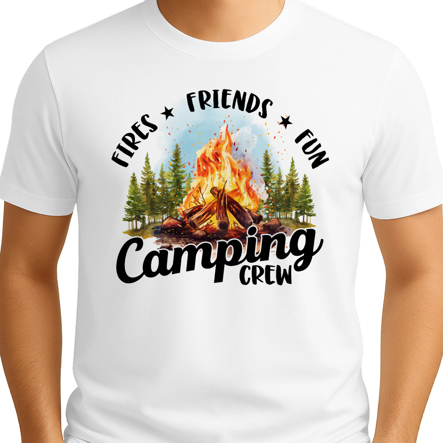 Camping Crew Campfire Shirt | Friends Fires Fun Outdoor Camping T-Shirt for Campers and Nature Lovers