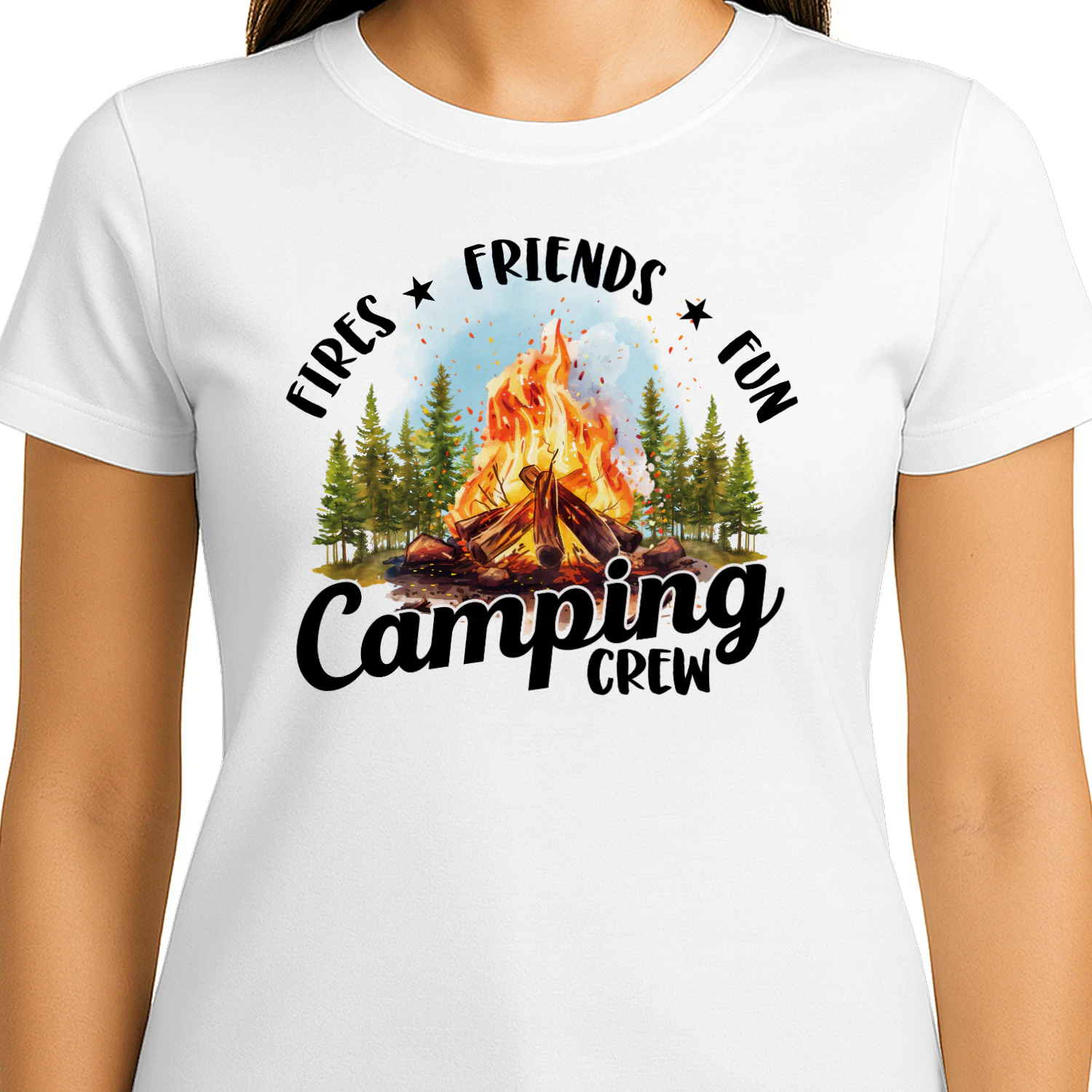 Camping Crew Campfire Shirt | Friends Fires Fun Outdoor Camping T-Shirt for Campers and Nature Lovers