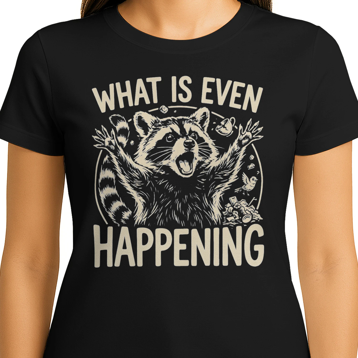 What is Even Happening Funny Raccoon Meme T-Shirt