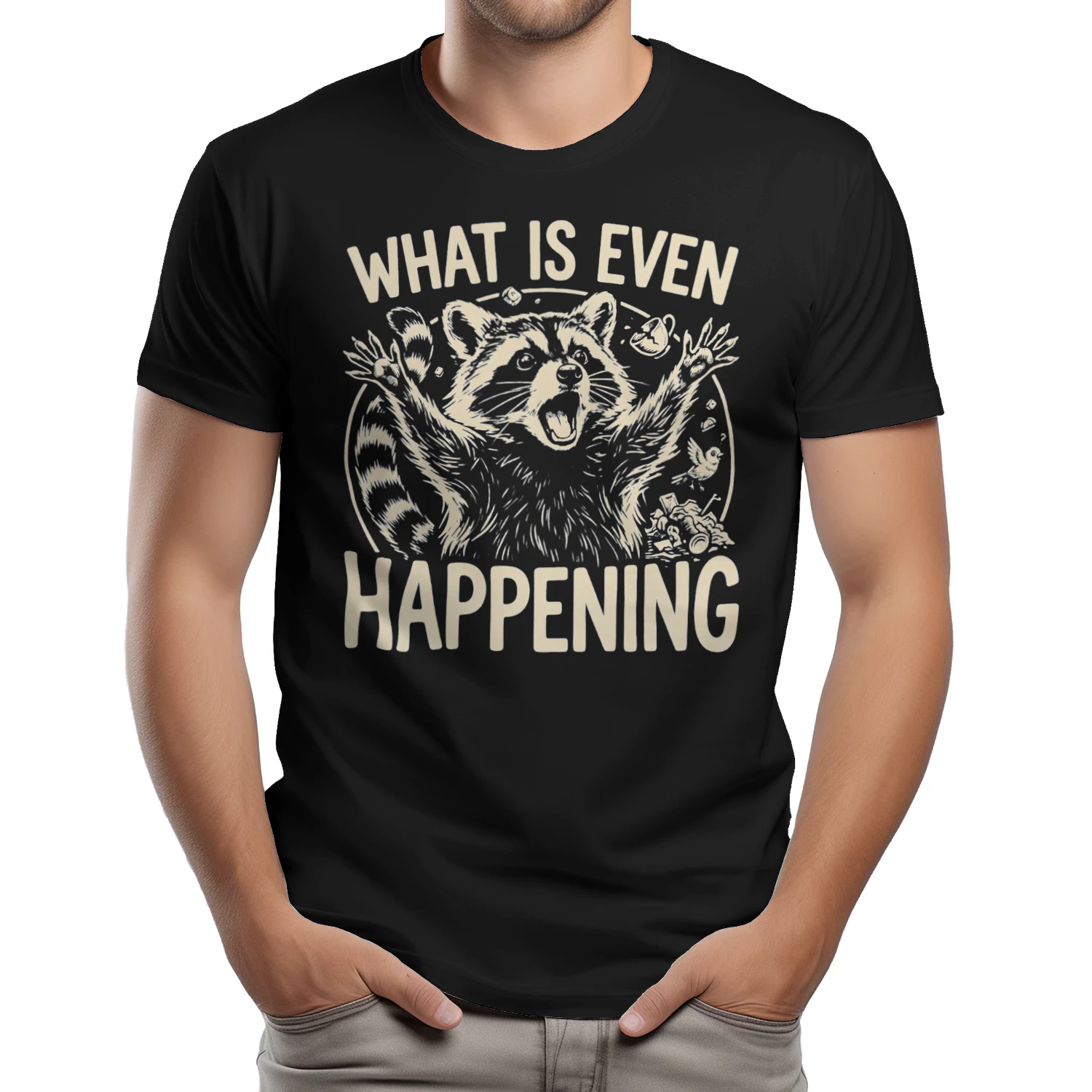 What is Even Happening Funny Raccoon Meme T-Shirt