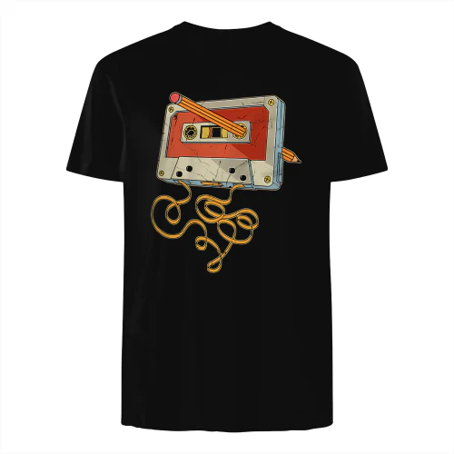 Funny Cassette and Pencil T-Shirt 80s 90s Born millennials tee Shirt - LIMIT EDITION