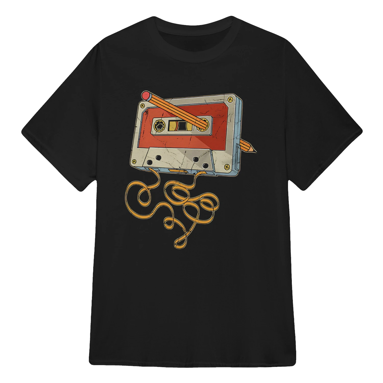 Funny Cassette and Pencil T-Shirt 80s 90s Born millennials tee Shirt - LIMIT EDITION