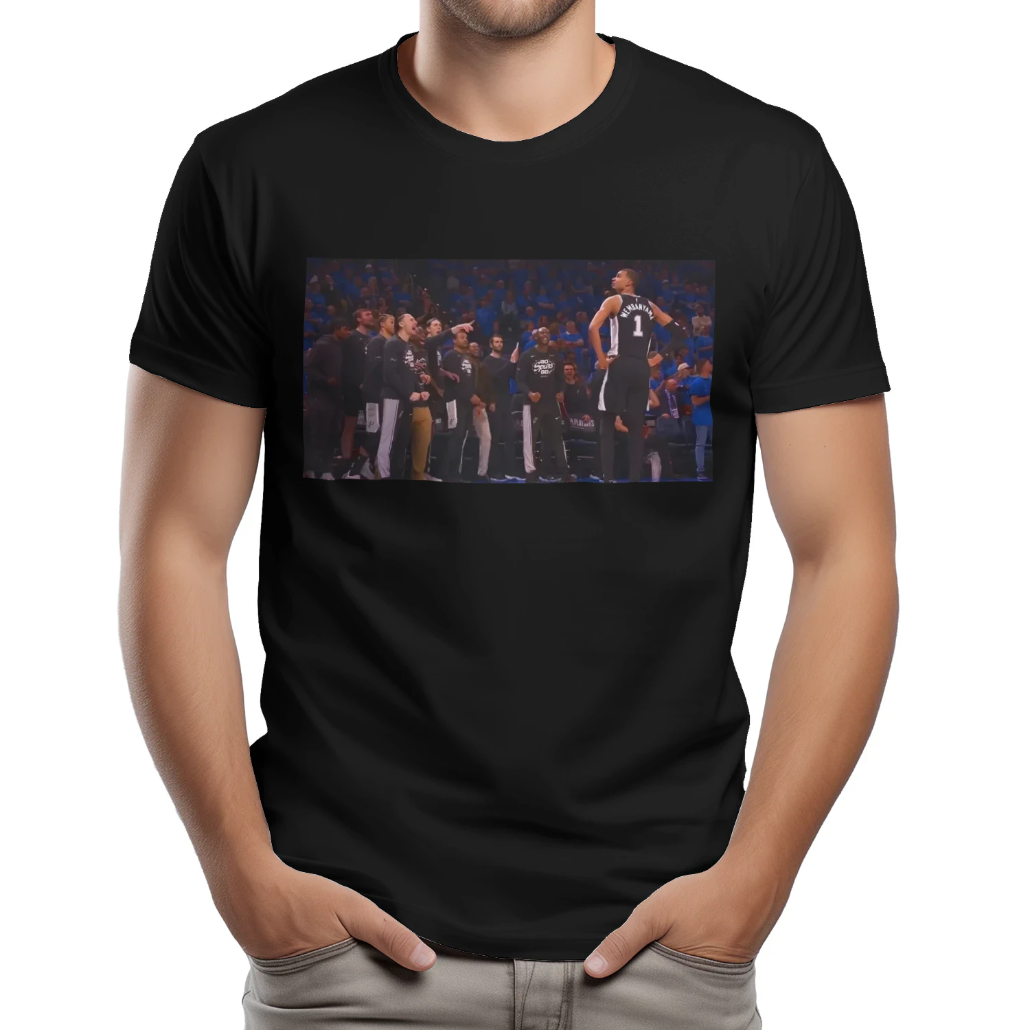 Wembanyama Spurs Game 1 Win vs Thunder Bench Reaction Shirt