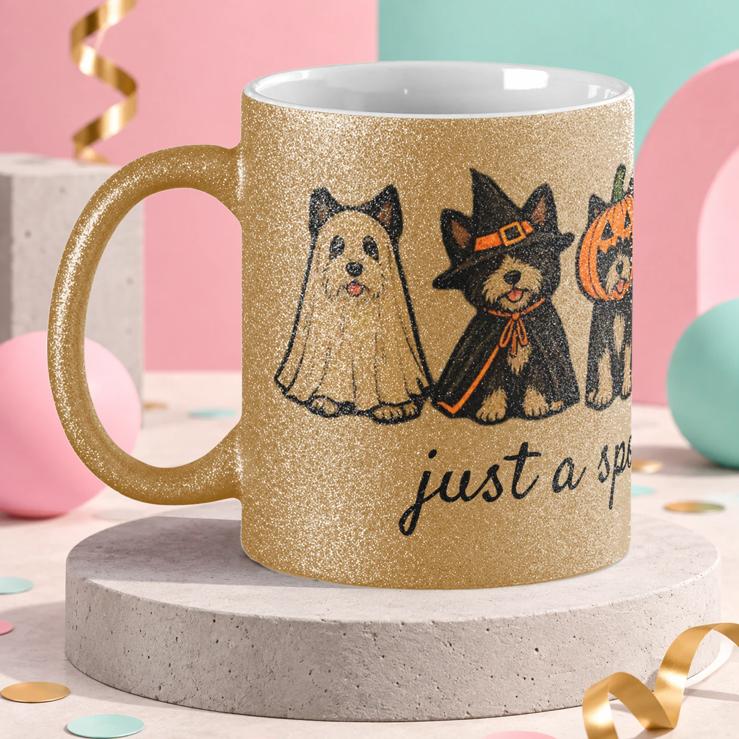 Glitter Mug 11oz spooky terrier