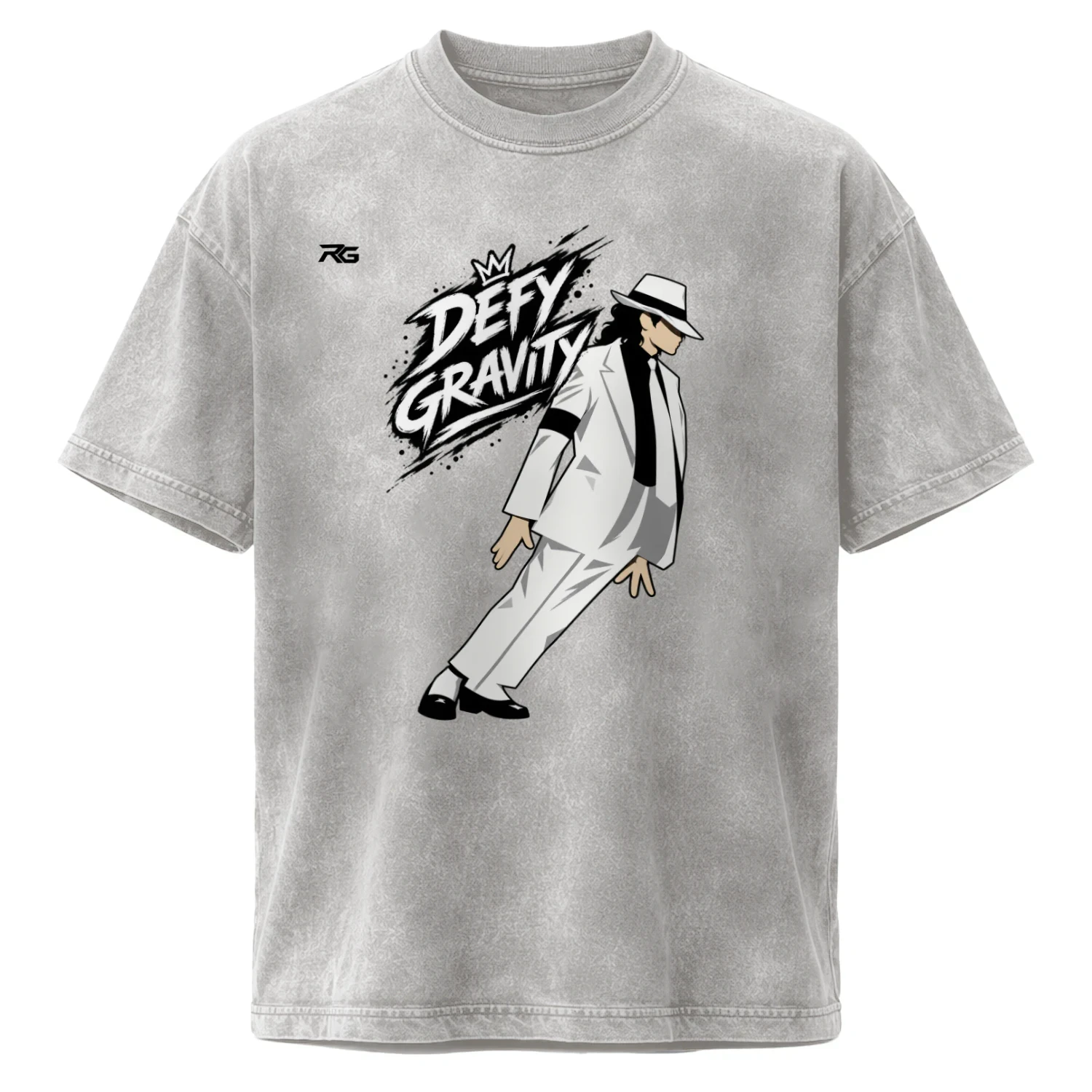 michael-jackson-design & Acid Washed Crew Neck T-shirt