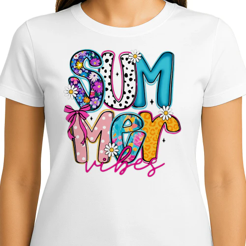 Summer Vibes Floral Leopard Polka Dot Bow Daisy Graphic T-Shirt for Women