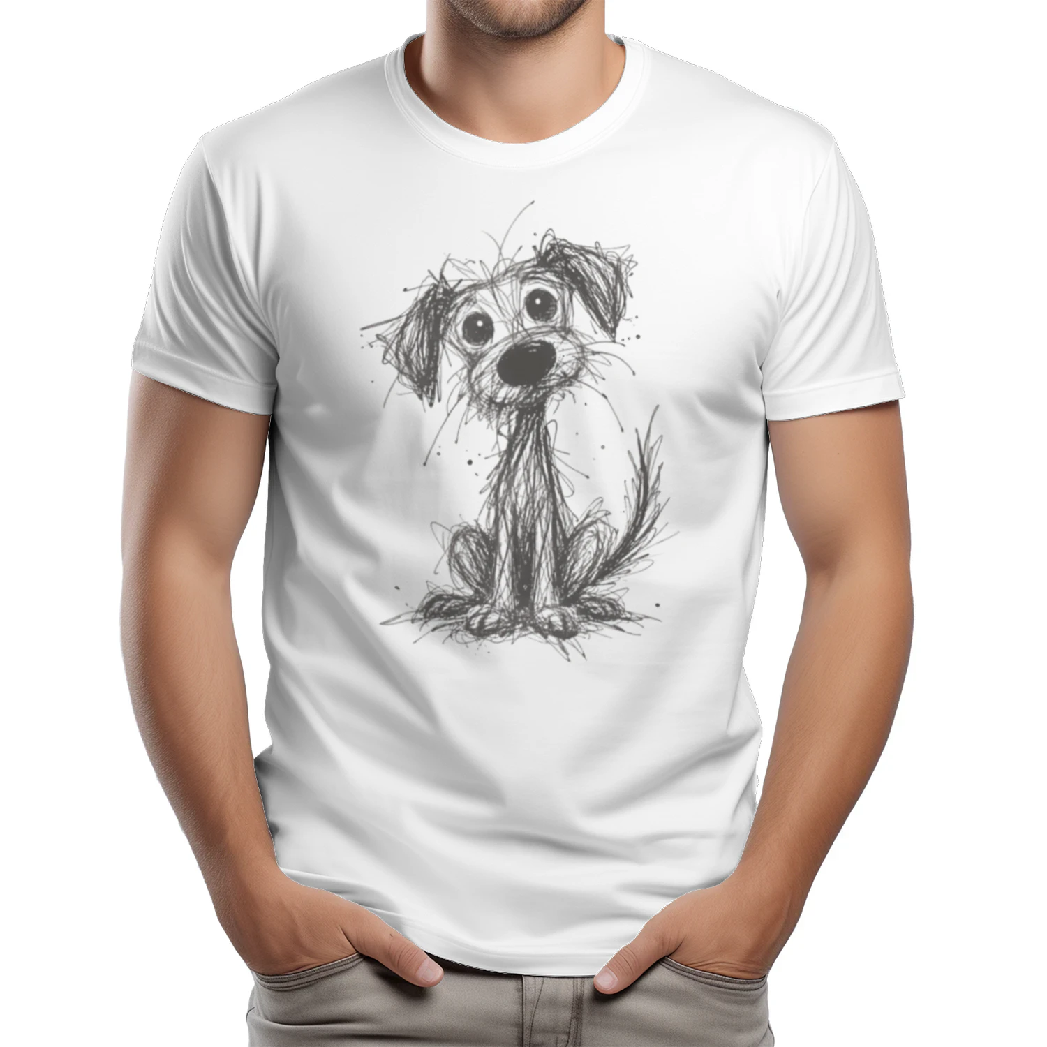 Cute Scruffy Dog Cartoon Funny Puppy Lover T-Shirt