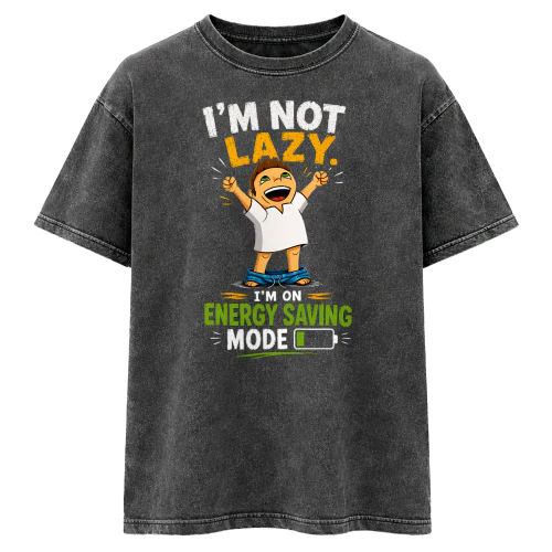 I'm Not Lazy I'm On Energy Saving Mode Funny Cartoon T-Shirt